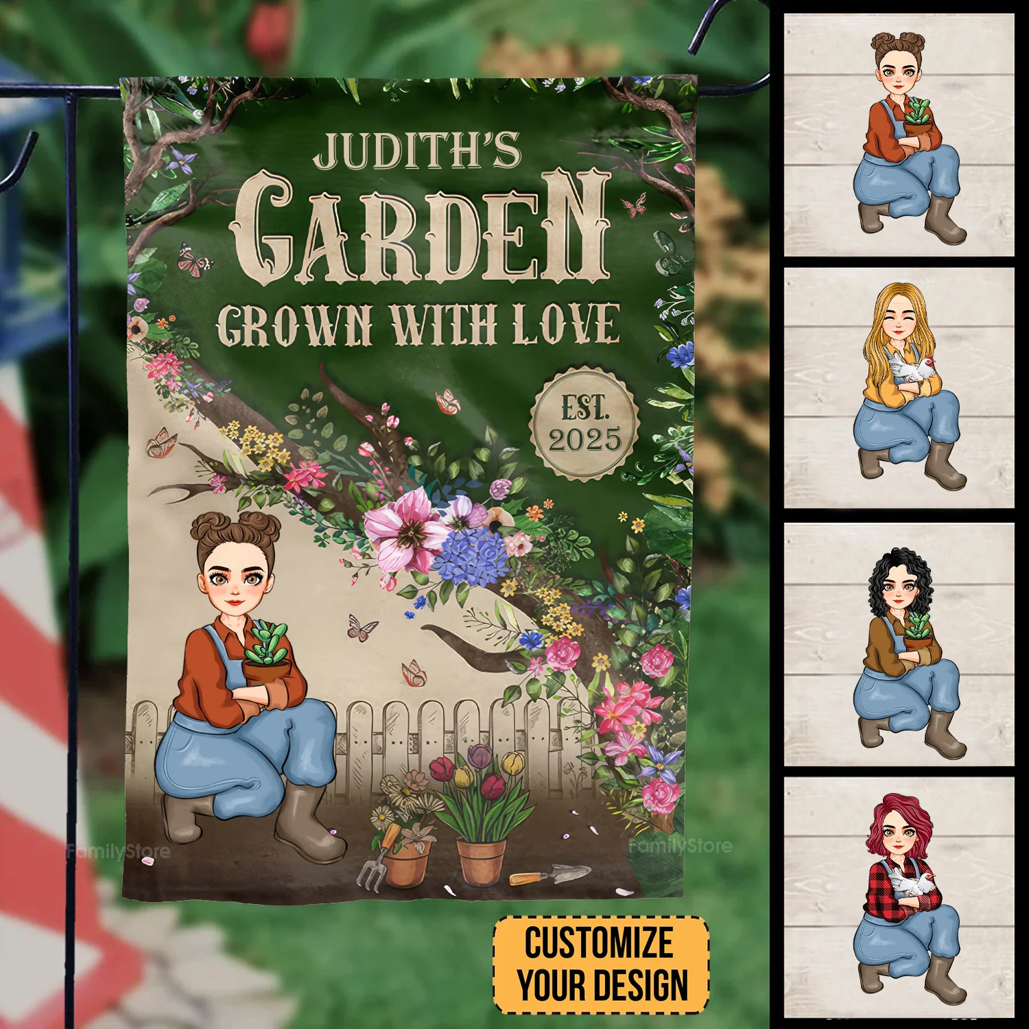 My Garden Grown With Love - Personalized Flag - Gift For Mom, Grandma, Mothers Day, Plant Lovers | GR17 NA94 - Image 2
