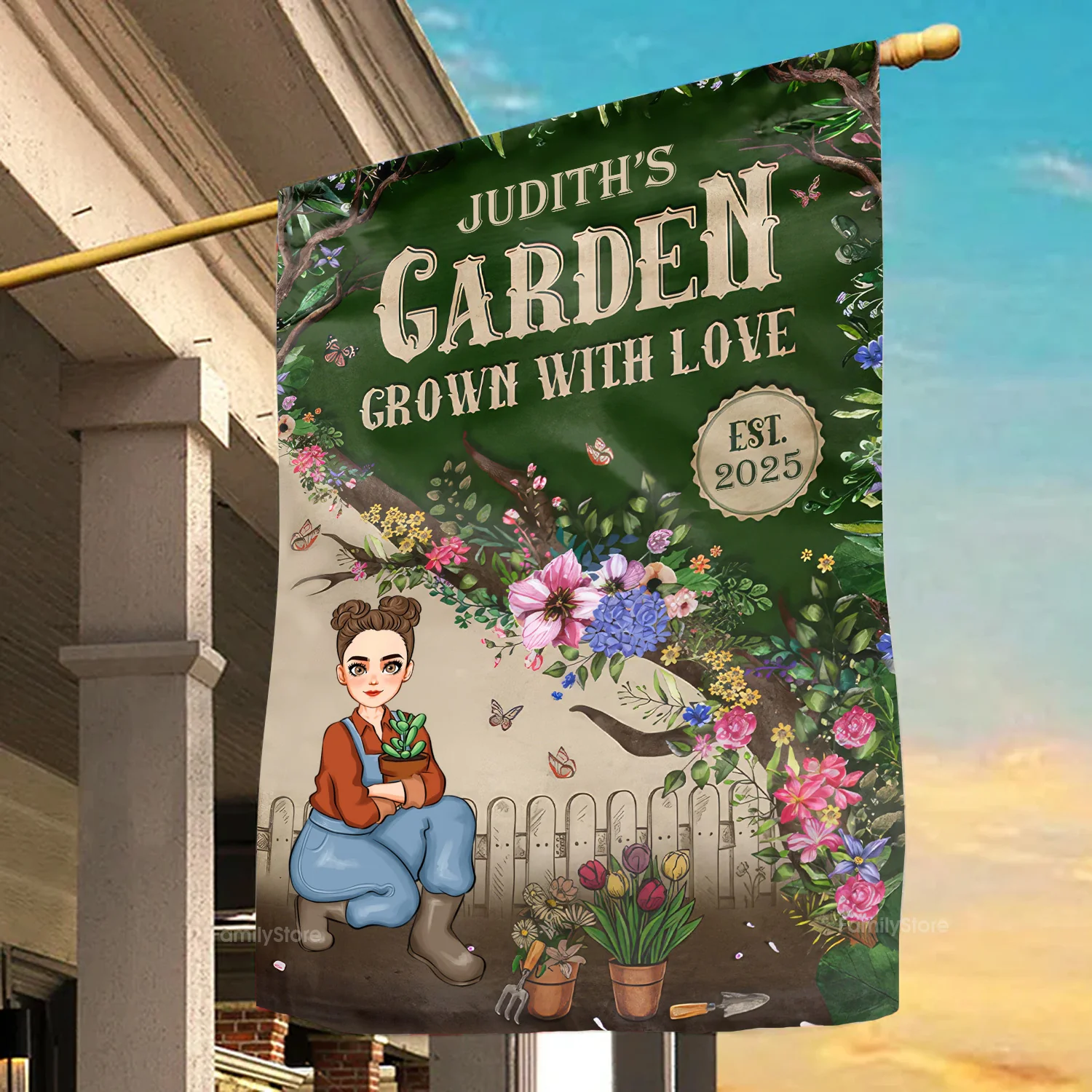 My Garden Grown With Love - Personalized Flag - Gift For Mom, Grandma, Mothers Day, Plant Lovers | GR17 NA94 - Image 3