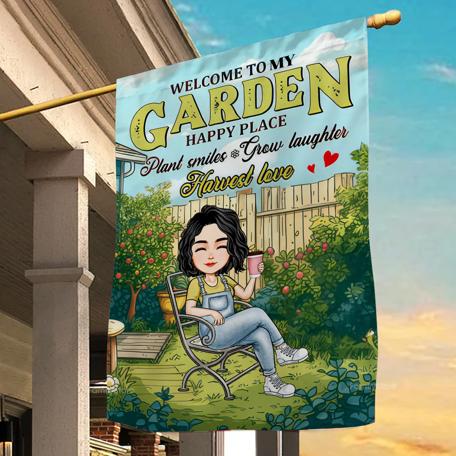 My Garden Happy Place Plant Smiles Grow Laughter - Personalized Flag - Gift For Gift For Gardening Lovers, Gardeners | GR21 NH96 - Image 3