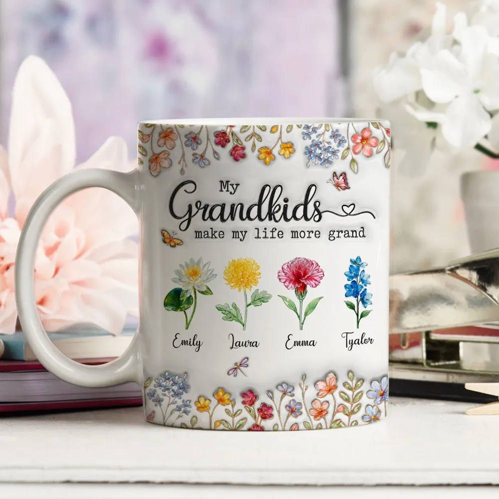 My Grandkids Make My Life More Grand - Personalized Mug - Gift For Grandma, Grandpa, Kids, Family HH01 - Image 5