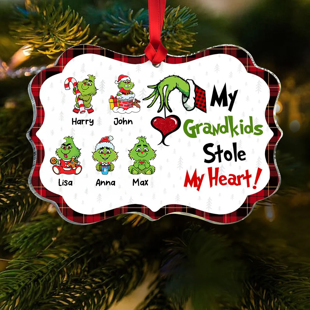 My Grandkids Stole My Heart -  Personalized Acrylic Ornament - Chirstmas Gift For Family | TM07 - Image 3