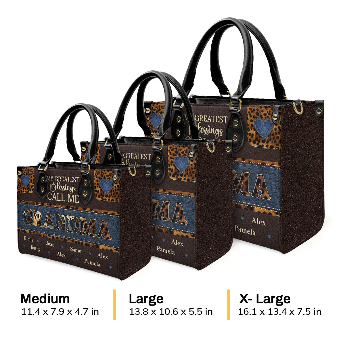 My Greatest Blessings Call Me Grandma/Nana - Personalized Leather Handbag - Gift For Mom, Grandma - AT4080918 - Image 3