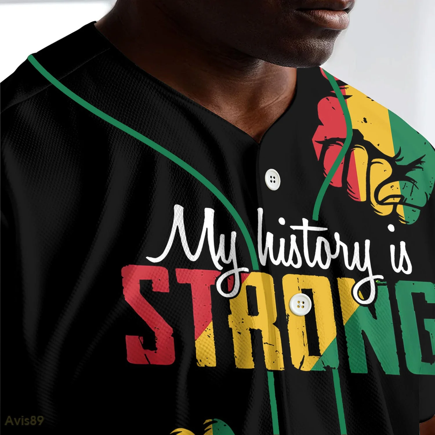 My History Is Strong - African American Baseball Jersey - Gift for Black Dad, Grandpa, Husband - Image 4