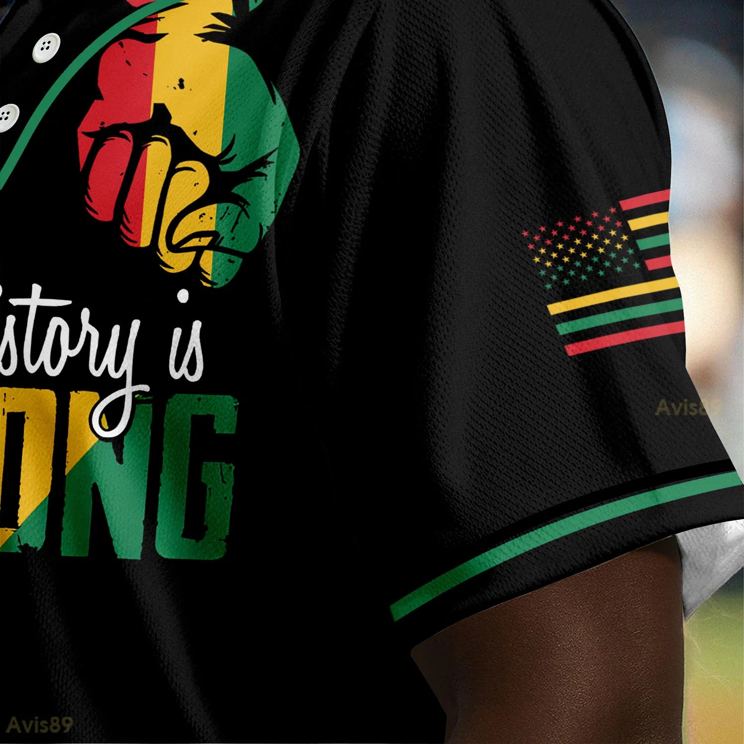 My History Is Strong - African American Baseball Jersey - Gift for Black Dad, Grandpa, Husband - Image 5