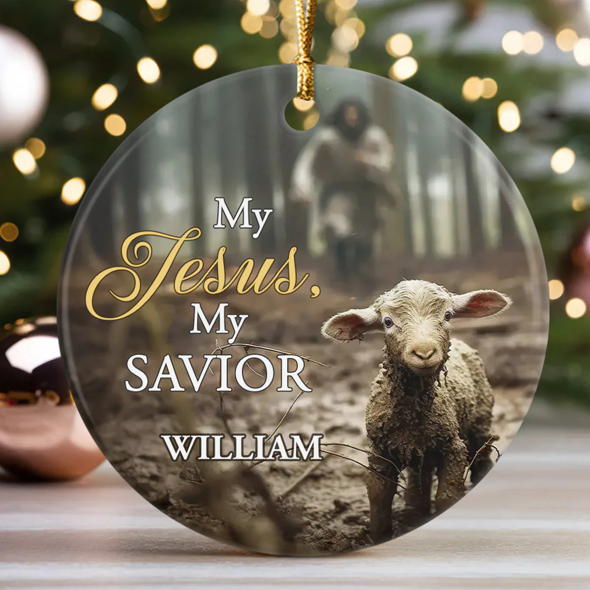 My Jesus My Savior - Personalized Round Shaped Ceramic Ornament HL128 - Image 3