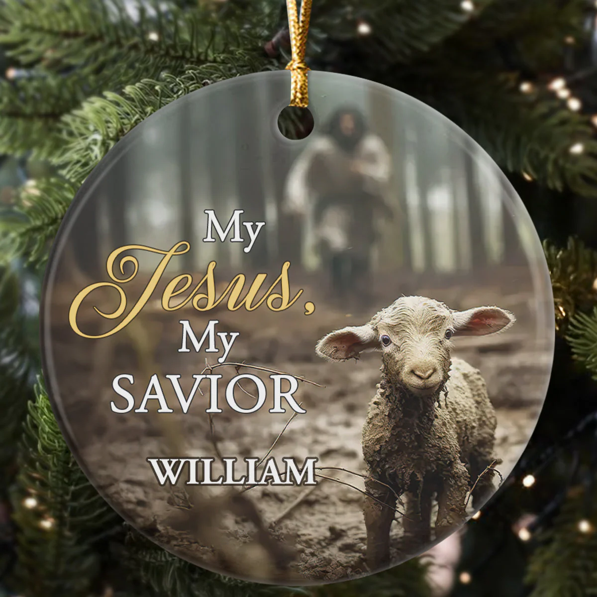 My Jesus My Savior - Personalized Round Shaped Ceramic Ornament HL128 - Image 5