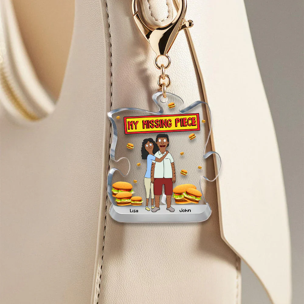 My Missing Piece Funny Cartoon Couple Keychain - Gift For Couple, Husband Wife, Anniversary | CL56