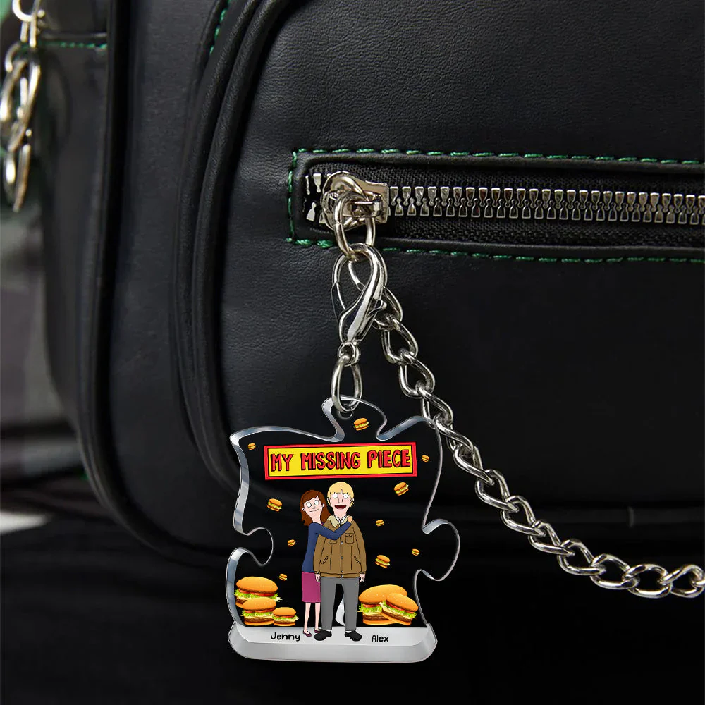 My Missing Piece Funny Cartoon Couple Keychain - Gift For Couple, Husband Wife, Anniversary | CL56 - Image 2