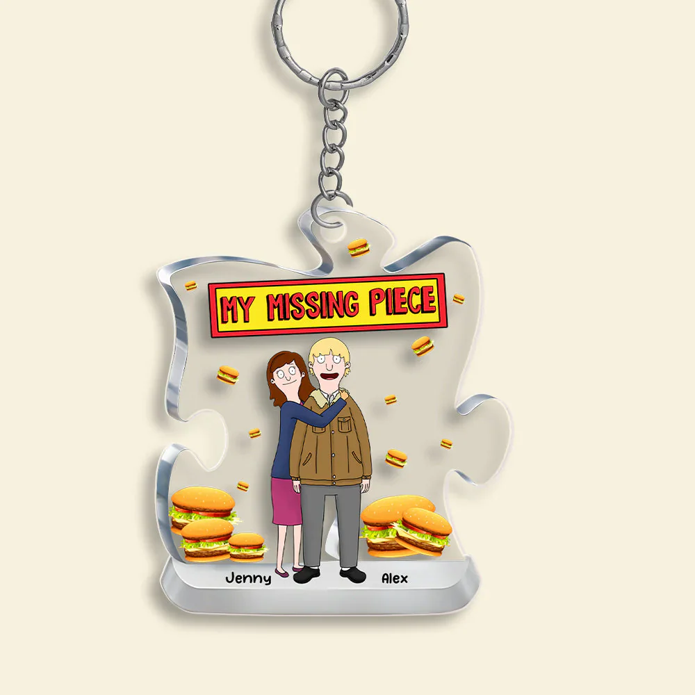 My Missing Piece Funny Cartoon Couple Keychain - Gift For Couple, Husband Wife, Anniversary | CL56 - Image 4