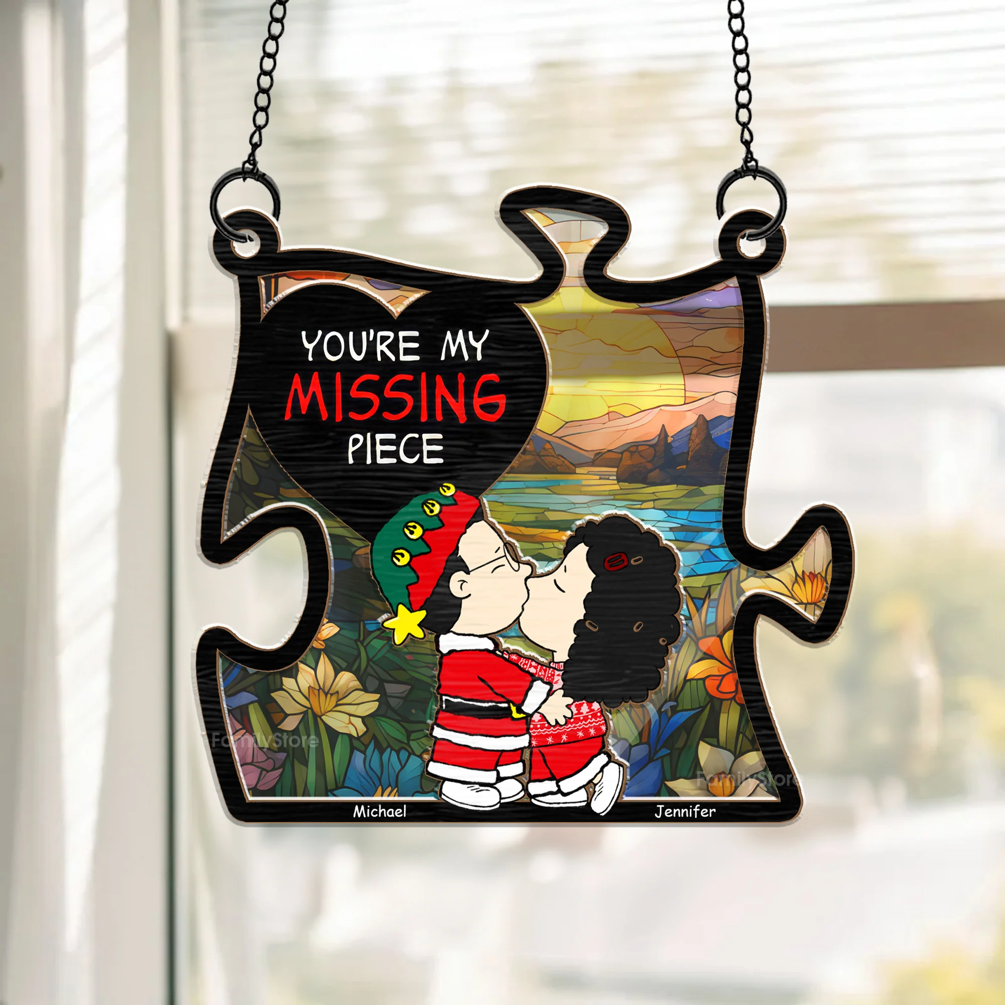 My Missing Piece - Personalized Window Hanging Window Hanging Suncatcher Ornament - Gift For Couple, Husband Wife, Anniversary Gift - CL45 NA94