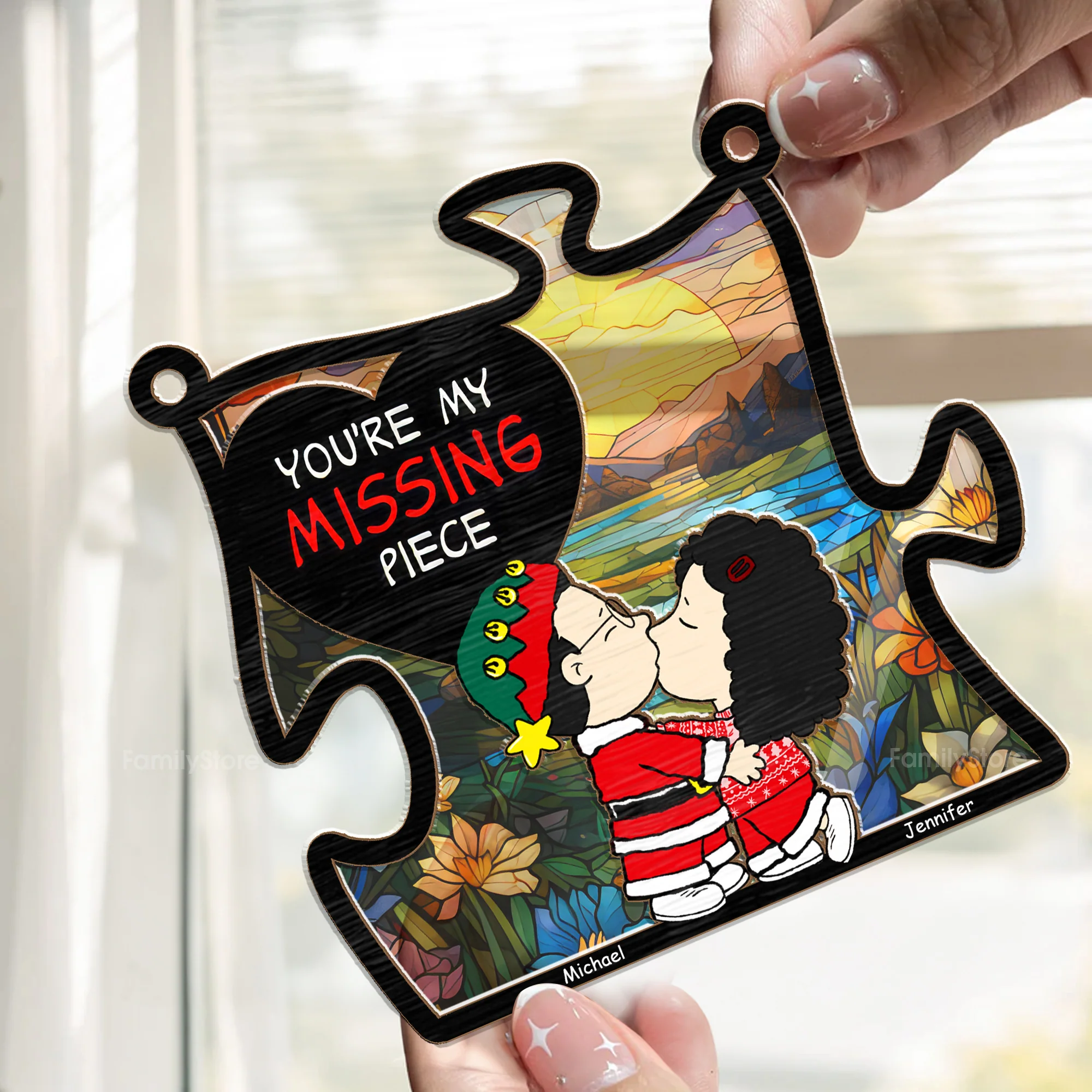 My Missing Piece - Personalized Window Hanging Window Hanging Suncatcher Ornament - Gift For Couple, Husband Wife, Anniversary Gift - CL45 NA94 - Image 2