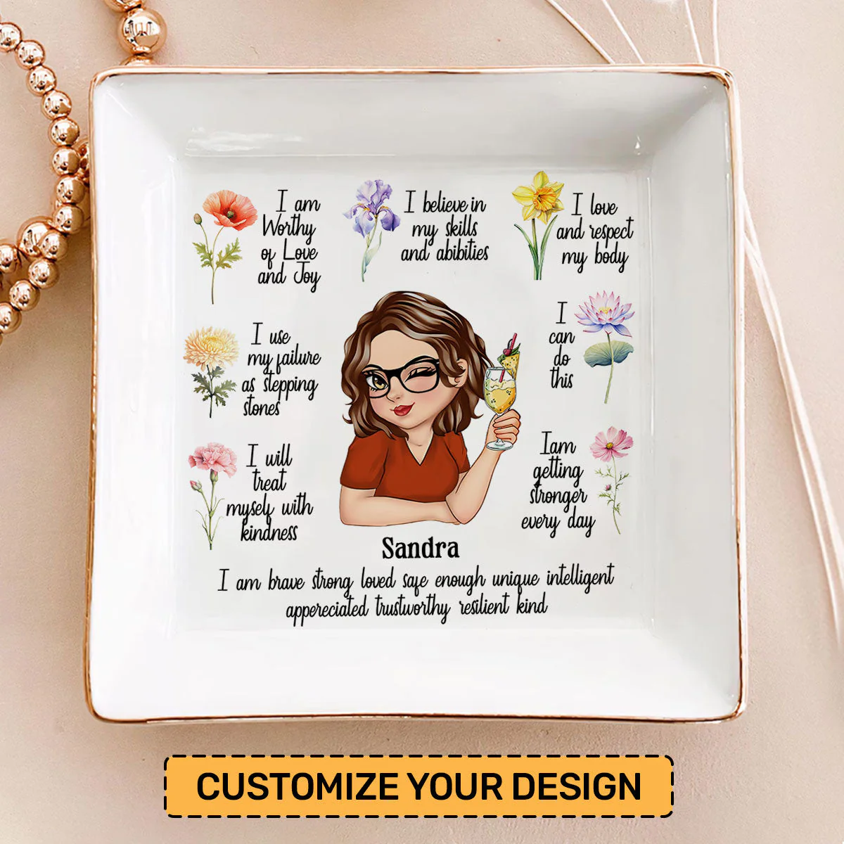 My Morning Affirmation - Personalized Jewelry Dish - Gift For Mom, Girlfriend, Wife, Bestie, Sister - CLGOD04 NH96 - Image 2