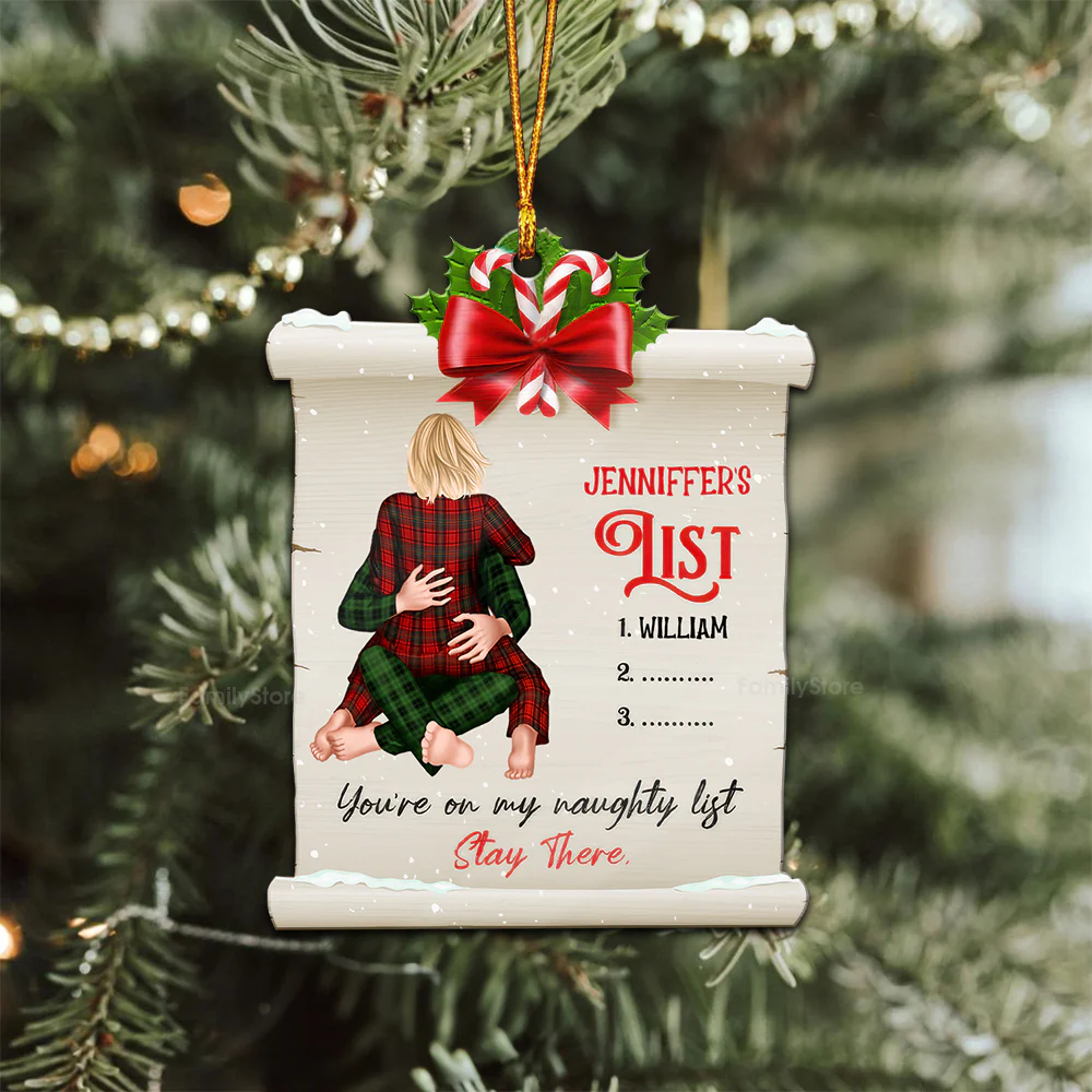My Naughty List - Gift for Couples - Personalized Wood Ornament - CL28 NH96 - Image 2