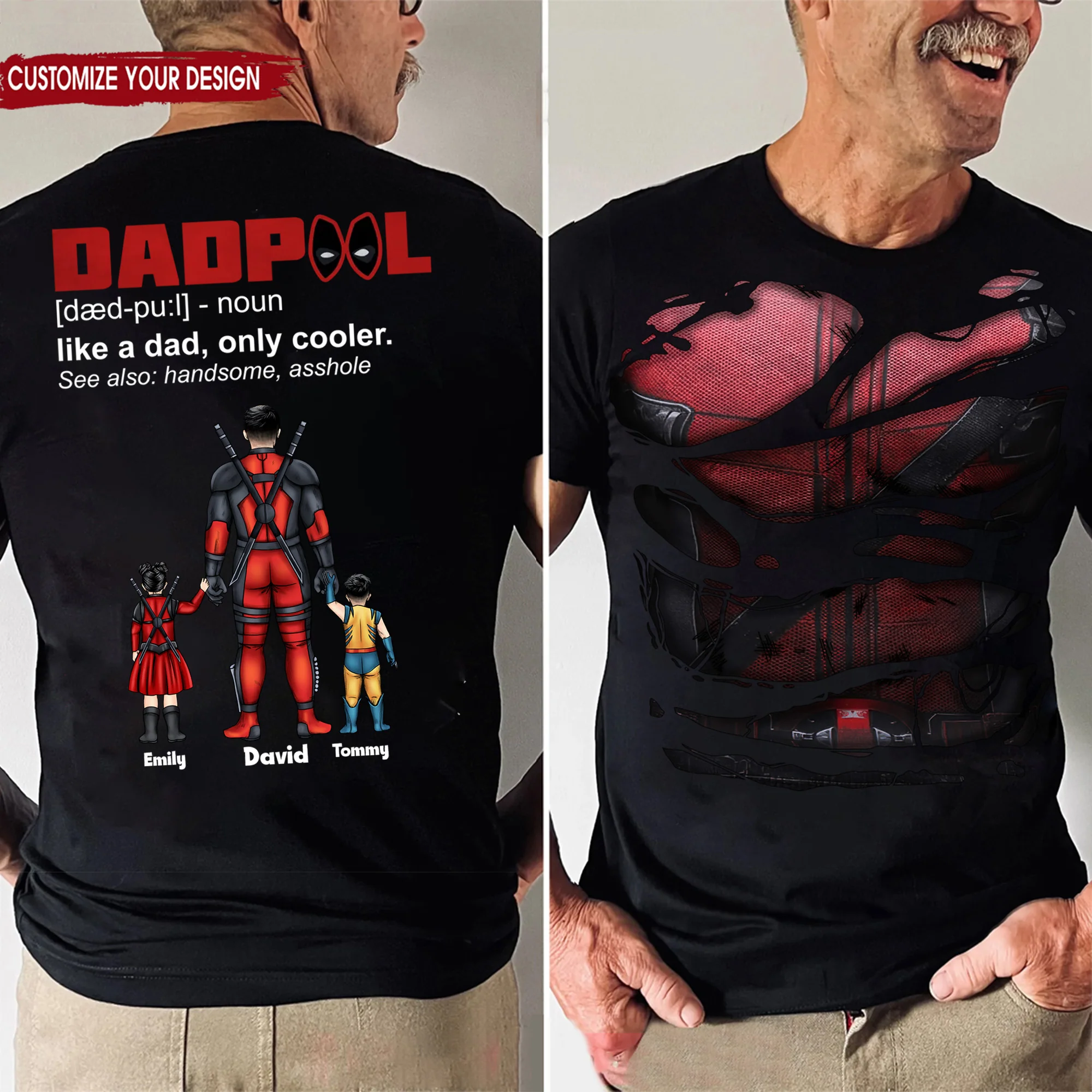 Super Hero My Papa Is As Cool As A Dadpool - Gift For Father's Day - Personalized Shirt 2 Side - Image 2