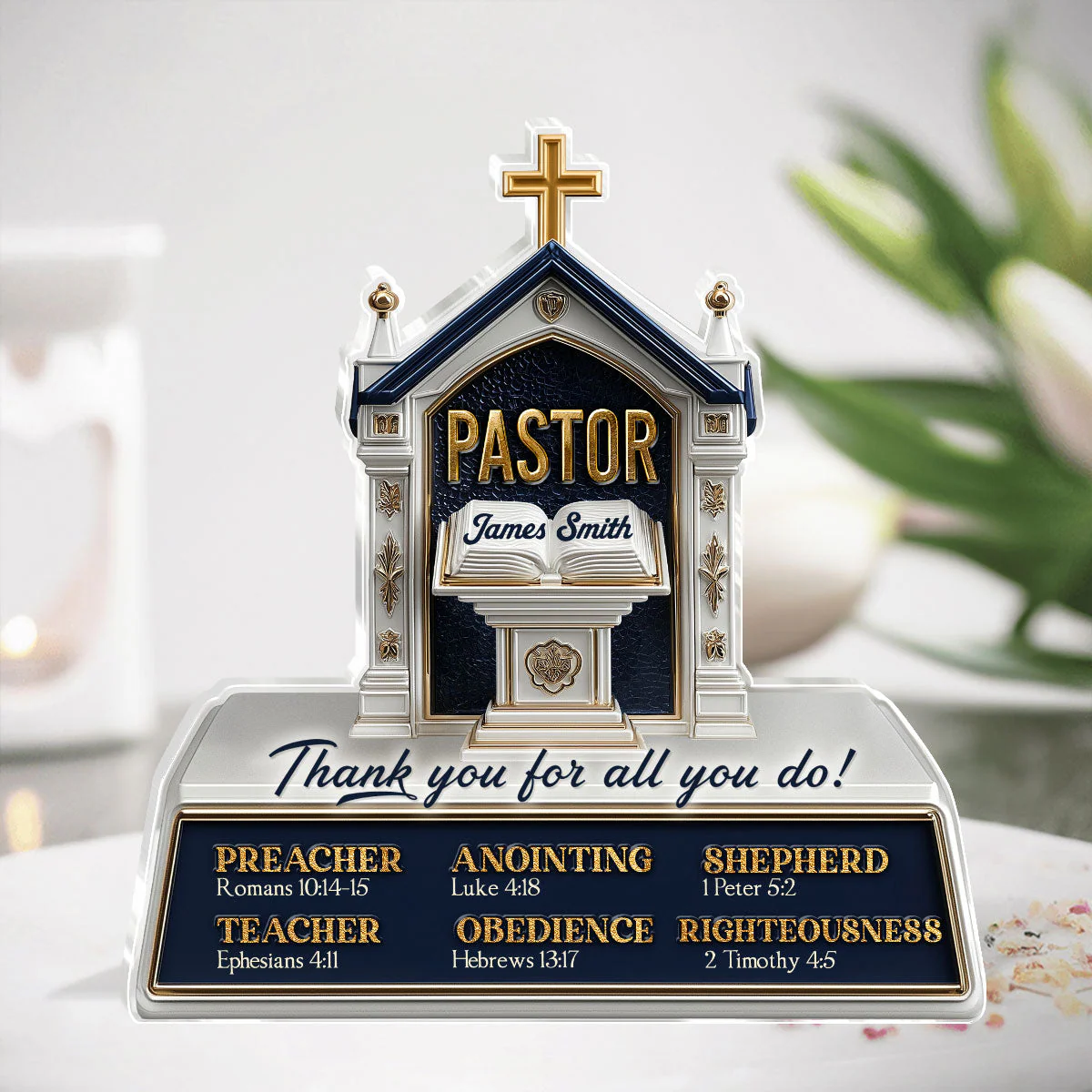 My Preacher, Teacher, & Shepherd - Personalized Acrylic Plaque TD118