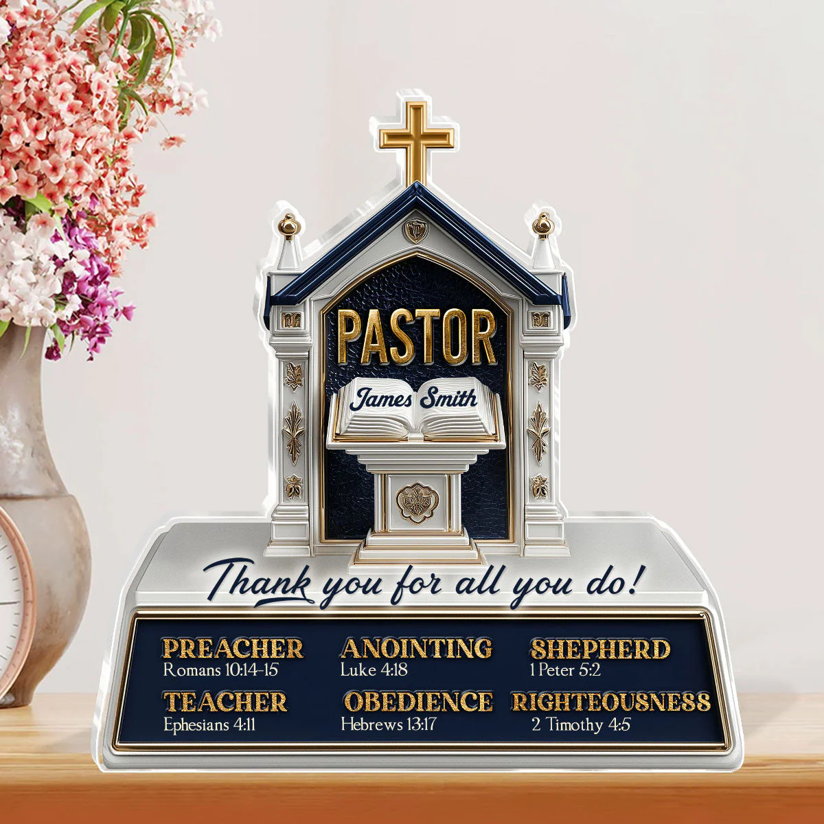 My Preacher, Teacher, & Shepherd - Personalized Acrylic Plaque TD118 - Image 2
