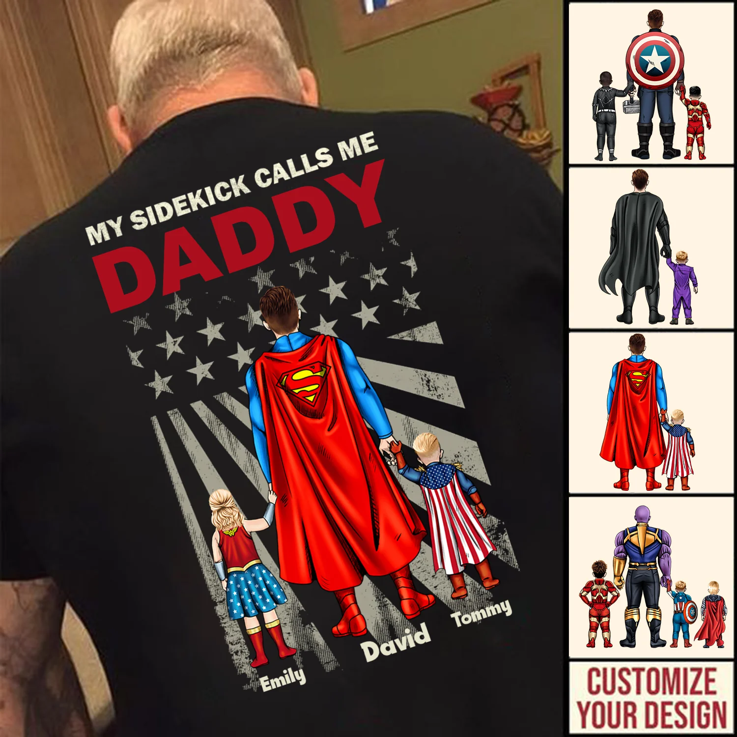 Super Hero My Sidekick Calls Me Daddy - Gift For Dad, Father's Day - Personalized Tshirt CL02 - Image 2