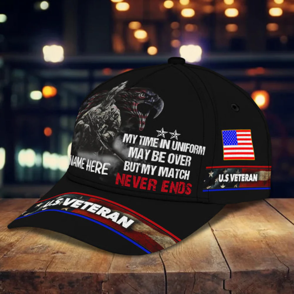 My Time in Uniform Never Ends - Personalized Classic Cap - Patriotic Gift For Veterans | HN02 - Image 2