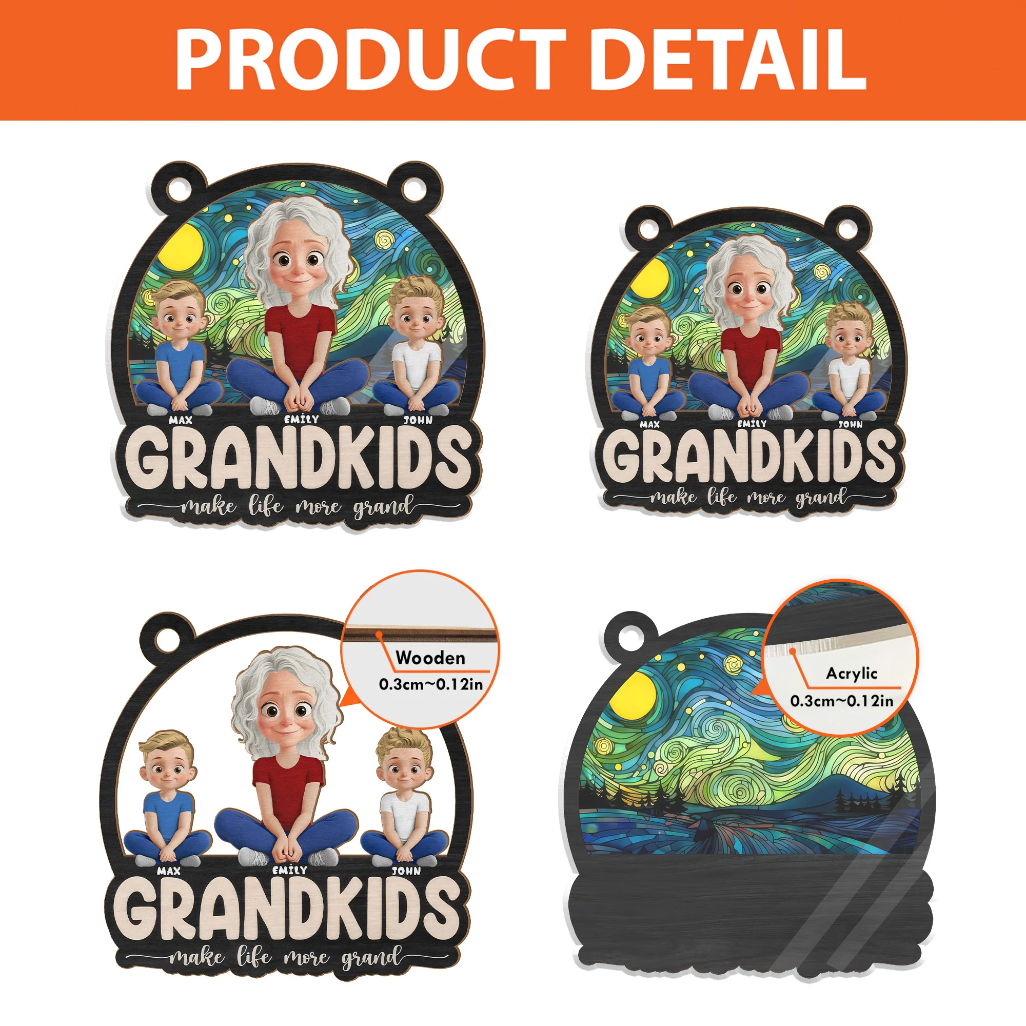 My Universe Is Built Of Grandkids - Personalized Window Hanging Window Hanging Suncatcher Ornament - Gift For Mom, Grandma, Mother's Day | GR25 NA94 - Image 4