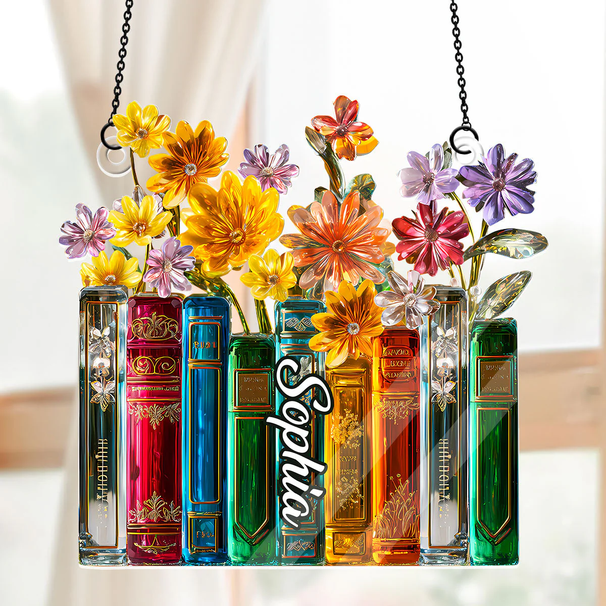 My Vintage Book Garden - Personalized Acrylic Suncatcher - Gift For Her, Book Lovers HH01 - Image 4