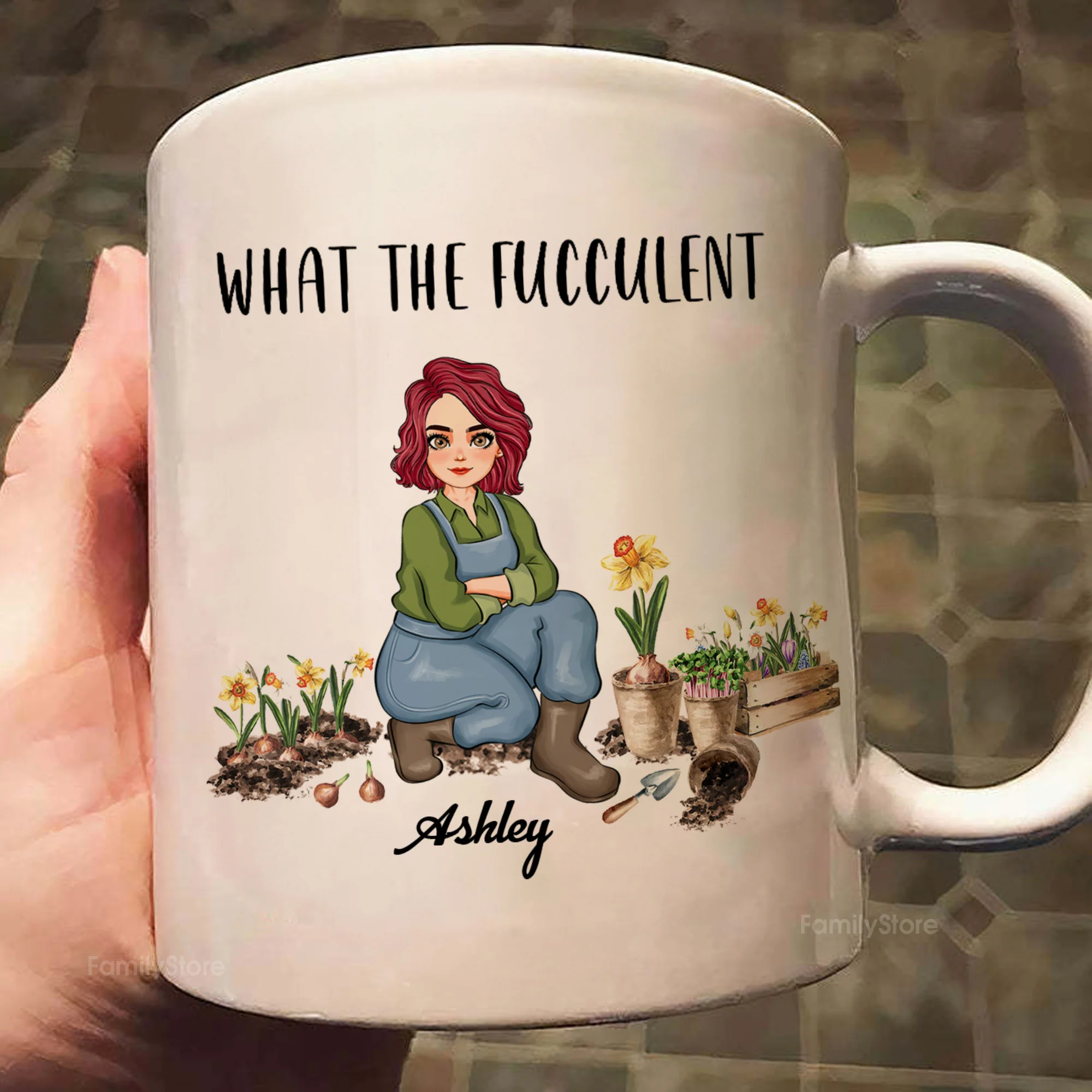 What The Fucculent - Personalized White Ceramic Mug - Gift For Mom, Grandma, Bestie, Sister, Plant Lovers | GR17 NA94 - Image 2
