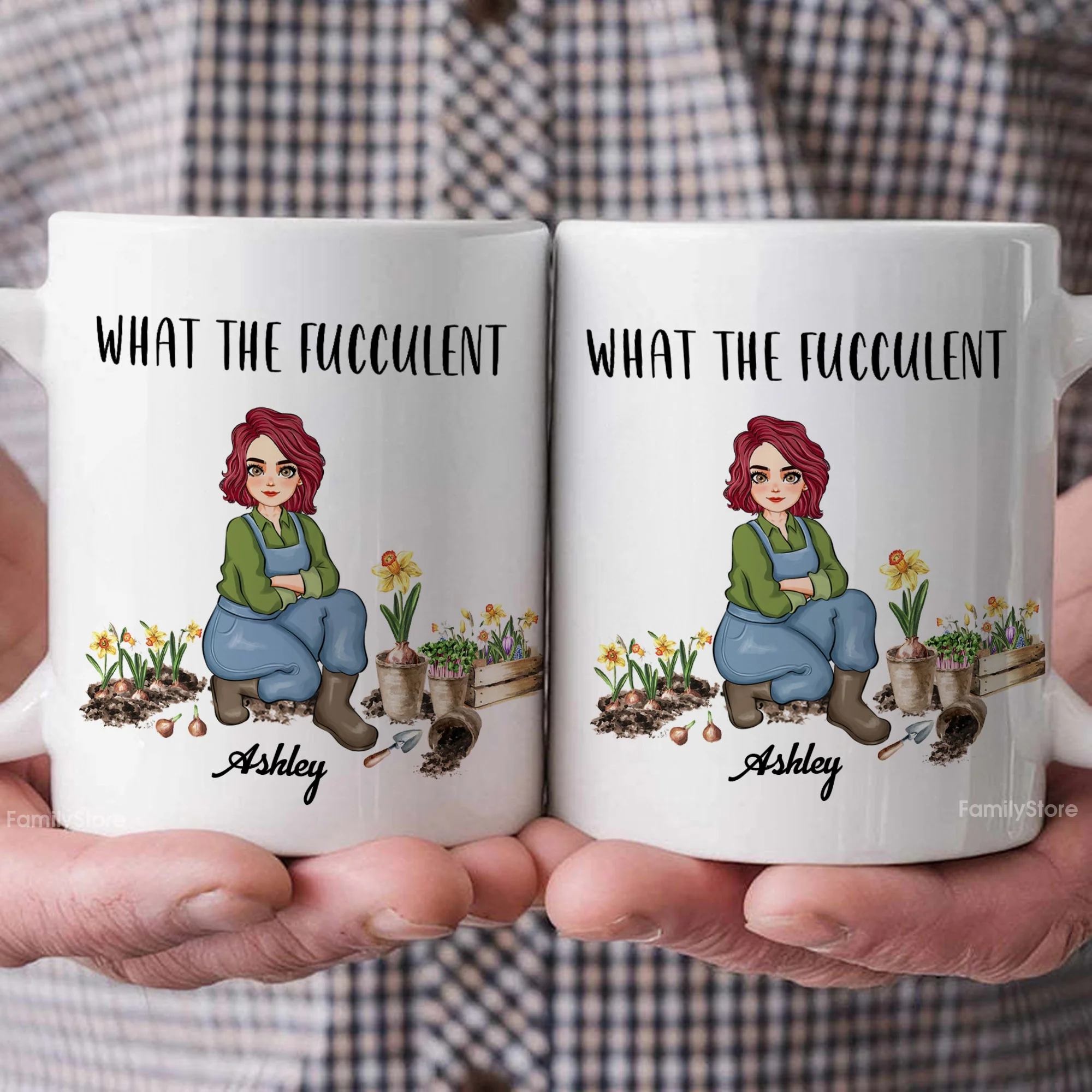 What The Fucculent - Personalized White Ceramic Mug - Gift For Mom, Grandma, Bestie, Sister, Plant Lovers | GR17 NA94 - Image 3