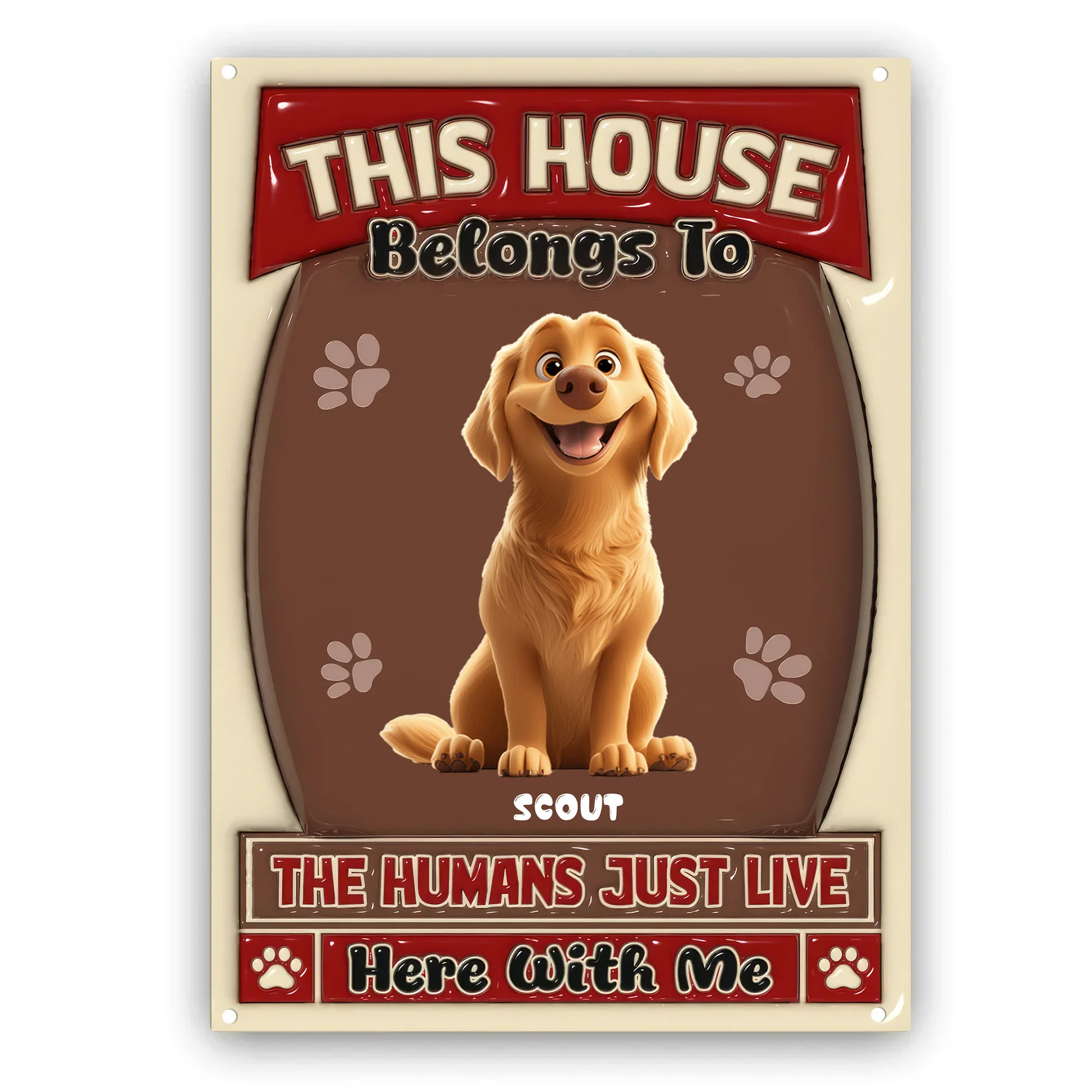 NA94 Humans Just Live Here With Cartoon Dogs - Personalized 3D Inflated Effect Metal Sign - Gift For Dog Lovers | CLP15 - Image 4