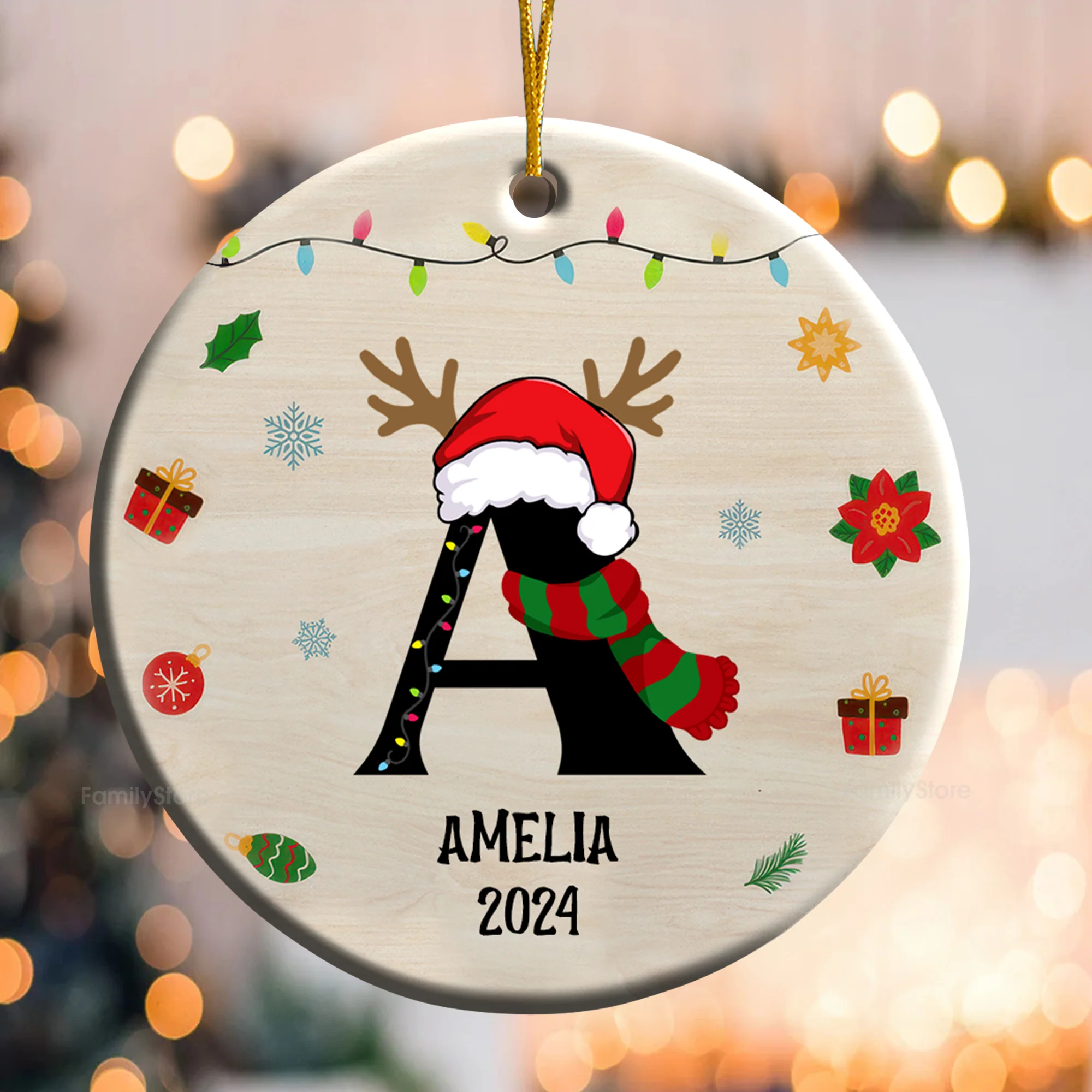 Name Monogram Christmas Family - Gift For Family - Personalized Ceramic Ornament NA94 - Image 3