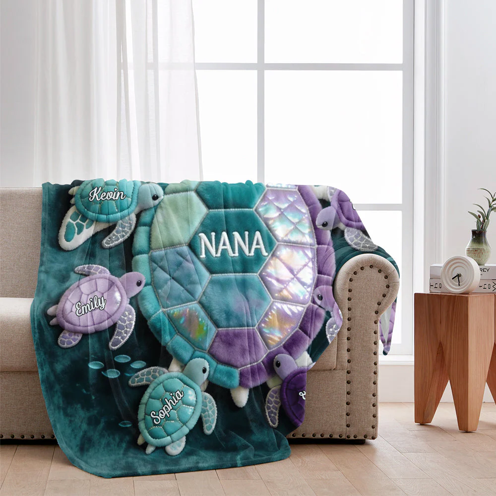 Nana Turtle - Personalized Grandma Blanket - Gift For Mom Grandma - Image 2