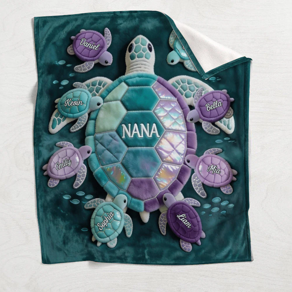 Nana Turtle - Personalized Grandma Blanket - Gift For Mom Grandma - Image 4