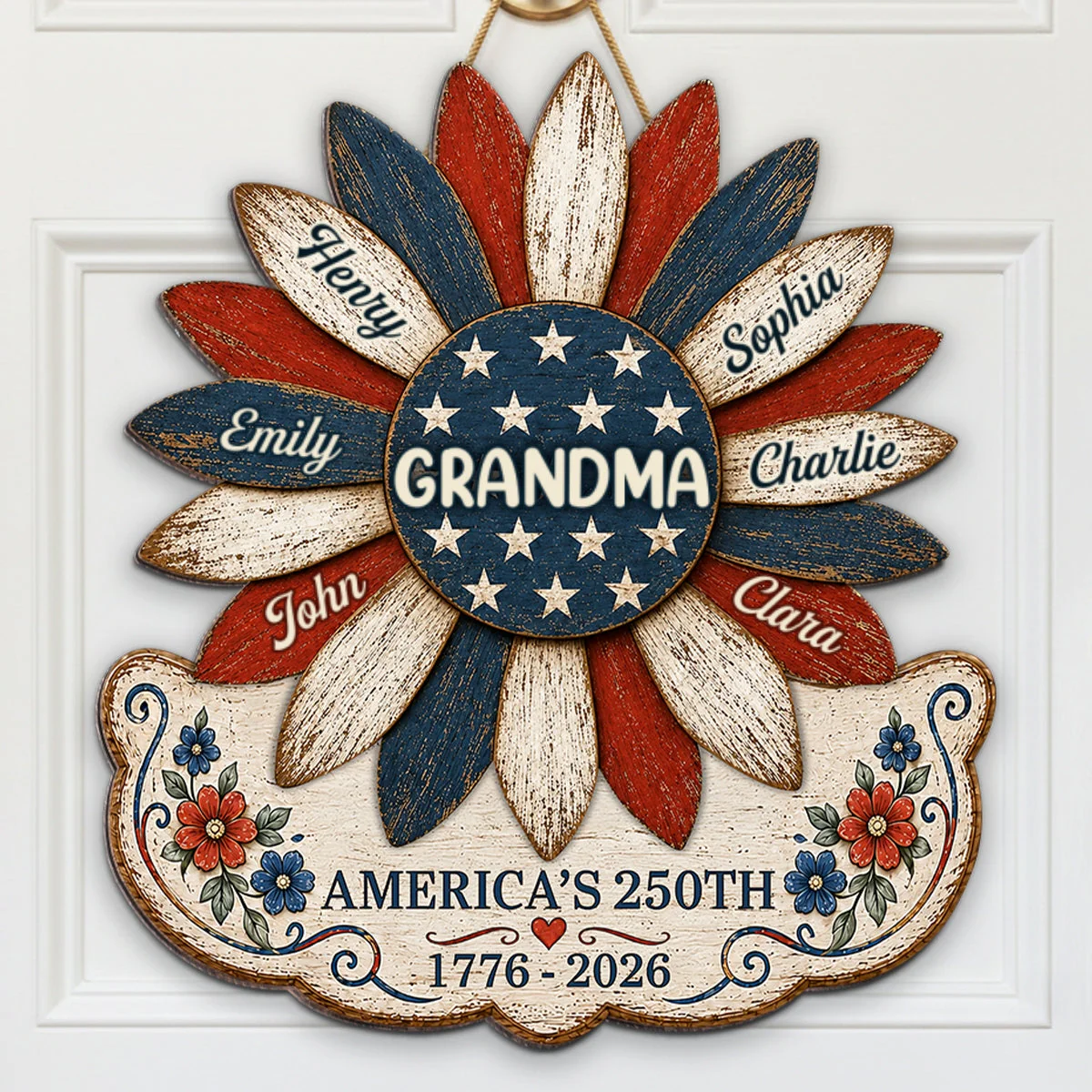 Nation Flag Sunflower America 250th Anniversary Patriotic Decoration- Personalized Wood Sign - Gift For Patriotic Family - Image 8