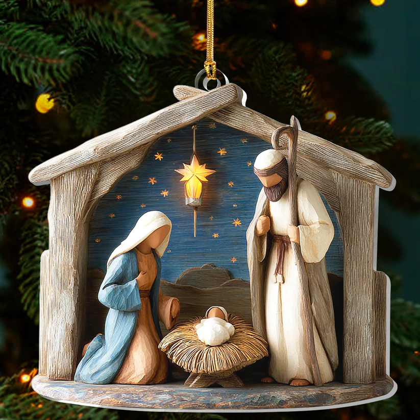 Nativity - Acrylic Ornament - Gift For Christmas, For Family TD118 - Image 3