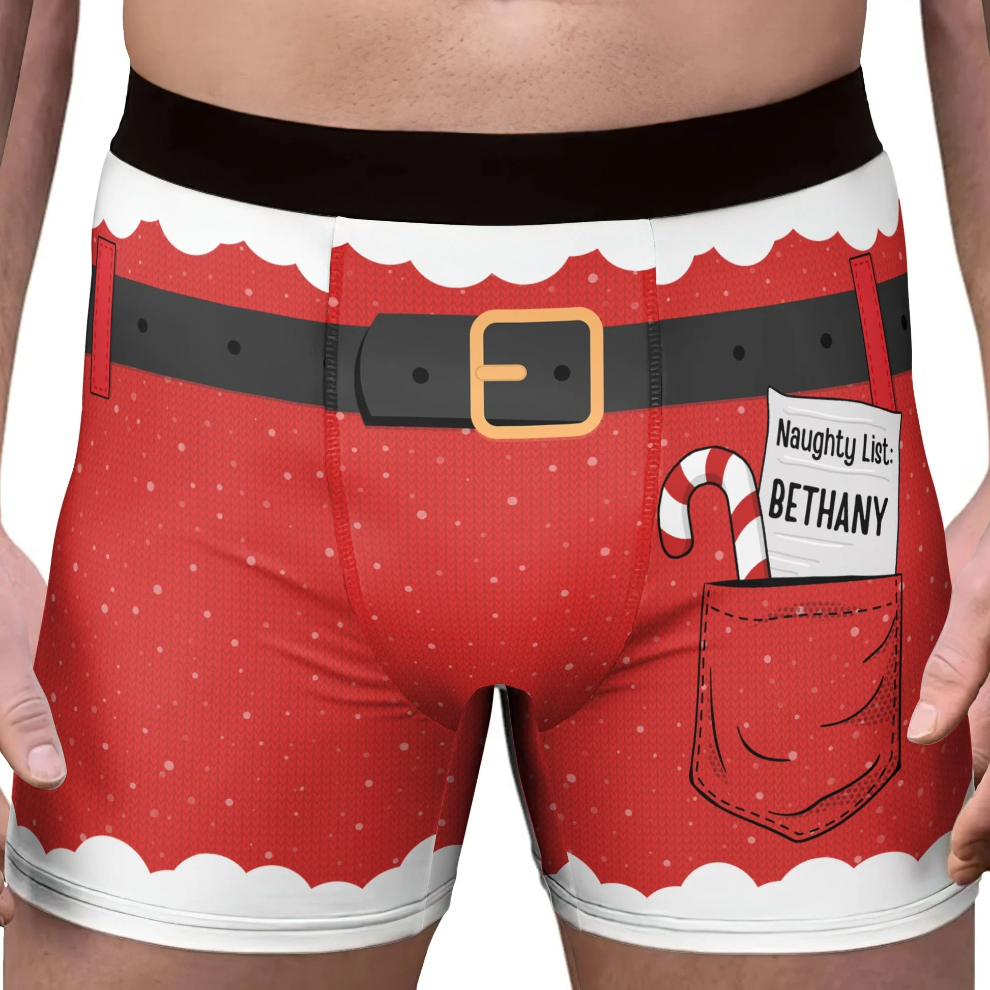 Naughty List Funny Christmas - Gift For Your Lover - Funny Personalized Custom Boxer Briefs, Men's Boxers - Image 2