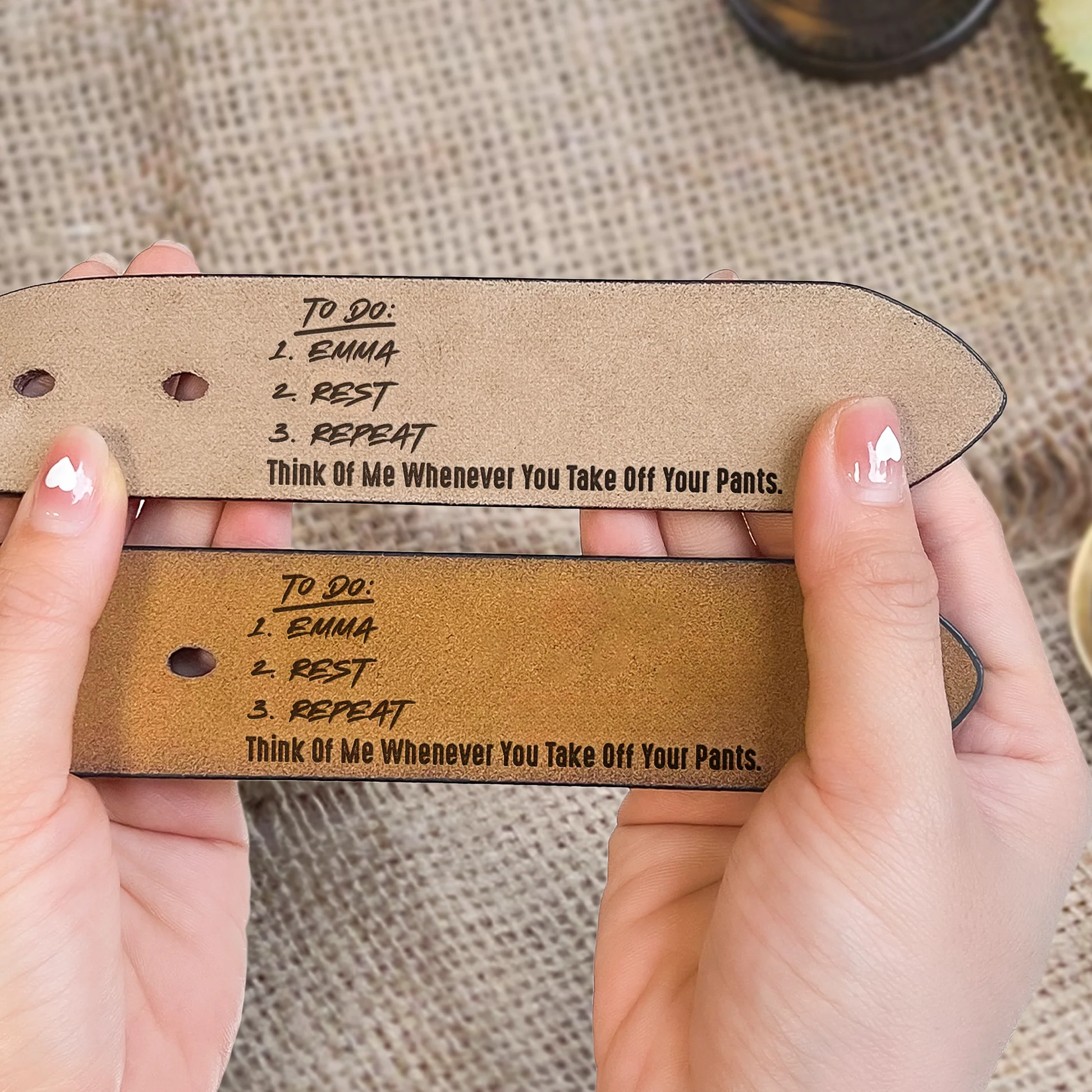 Naughty To Do List - Gift For Husband, Boyfriend - Personalized Engraved Leather Belt - Image 2