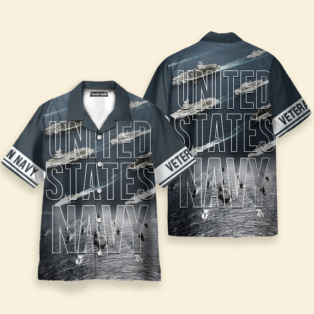 Navy United States Navy Veteran Hawaiian Shirt - Image 2