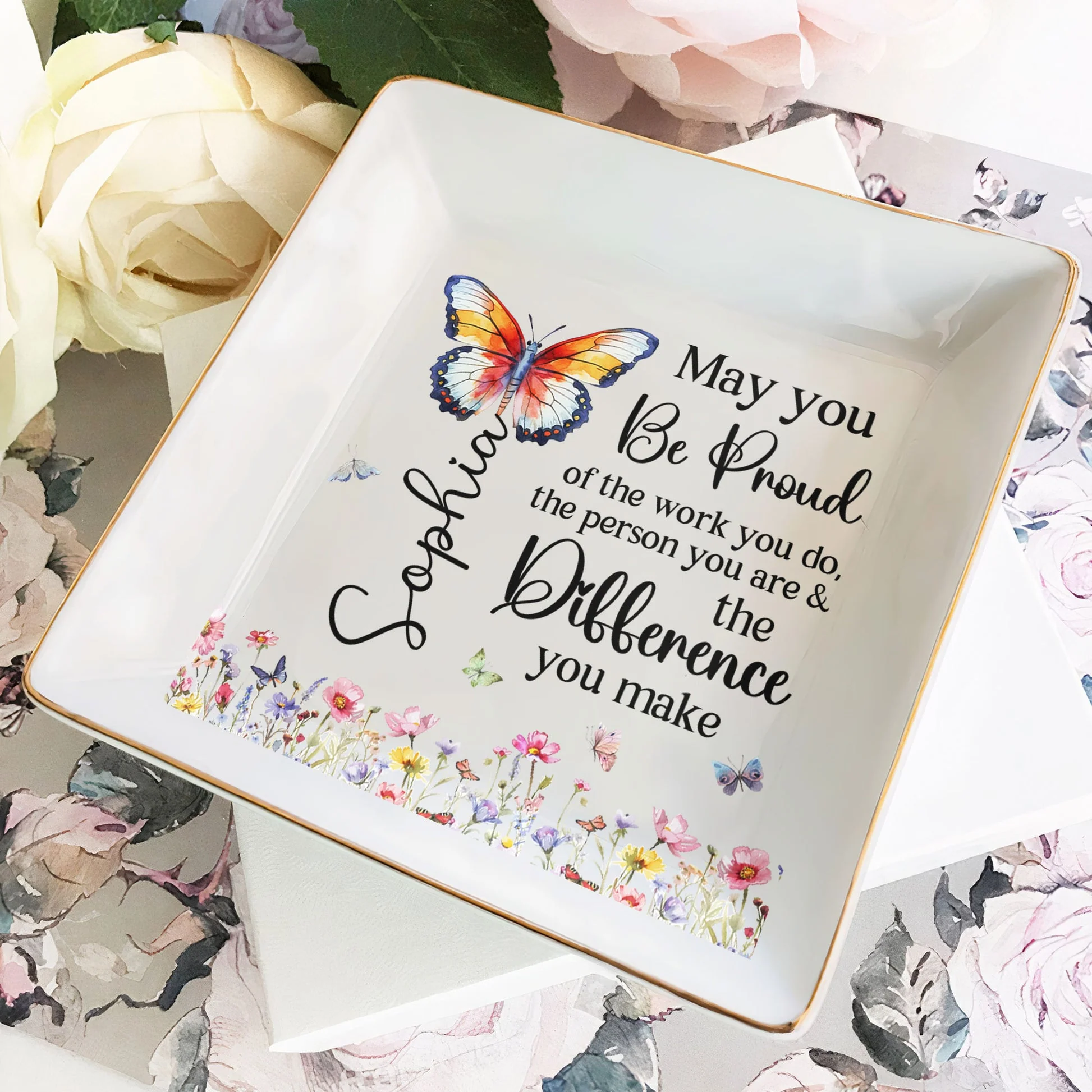Never Forget The Difference That You Make - Personalized Jewelry Dish - Gift For Mom, Wife, Besties, Friends, Sisters, For Me Gift NA94 - Image 3