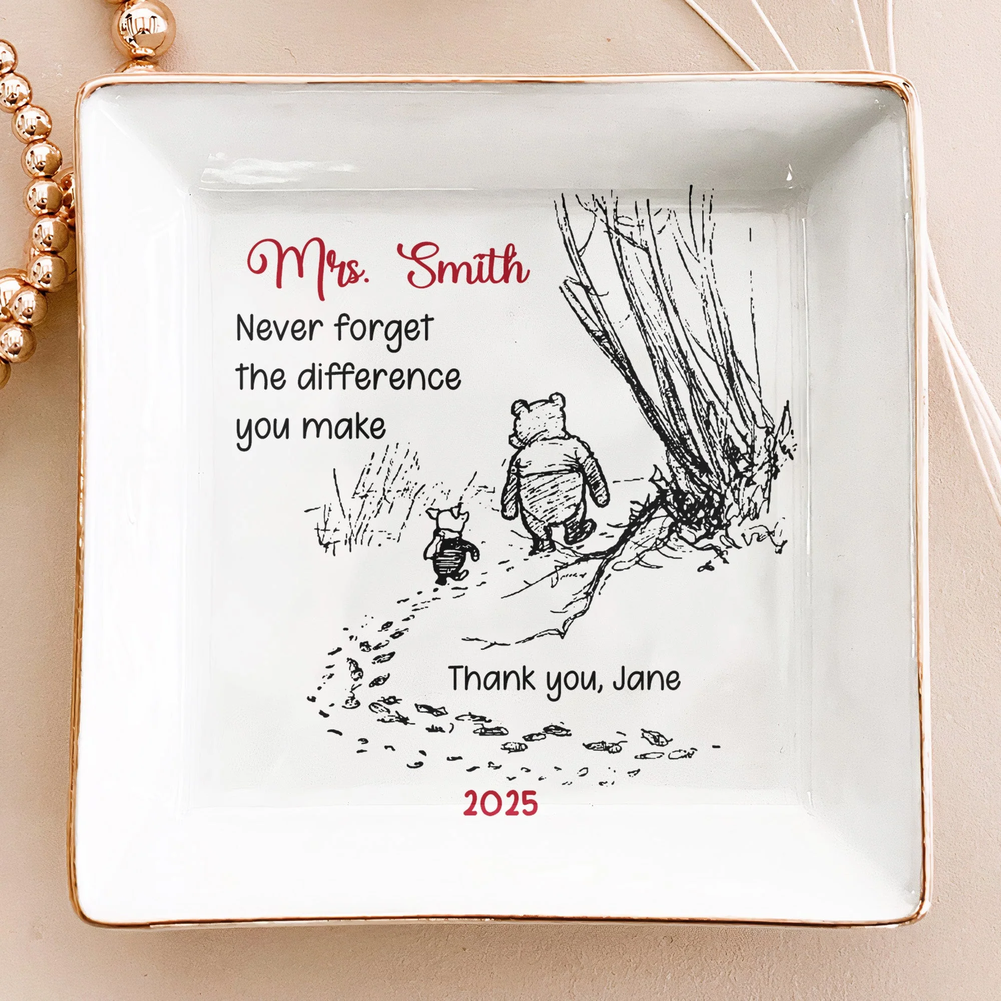 Never Forget The Difference You Make - Personalized Jewelry Dish - Thank You Gifts For Teacher
