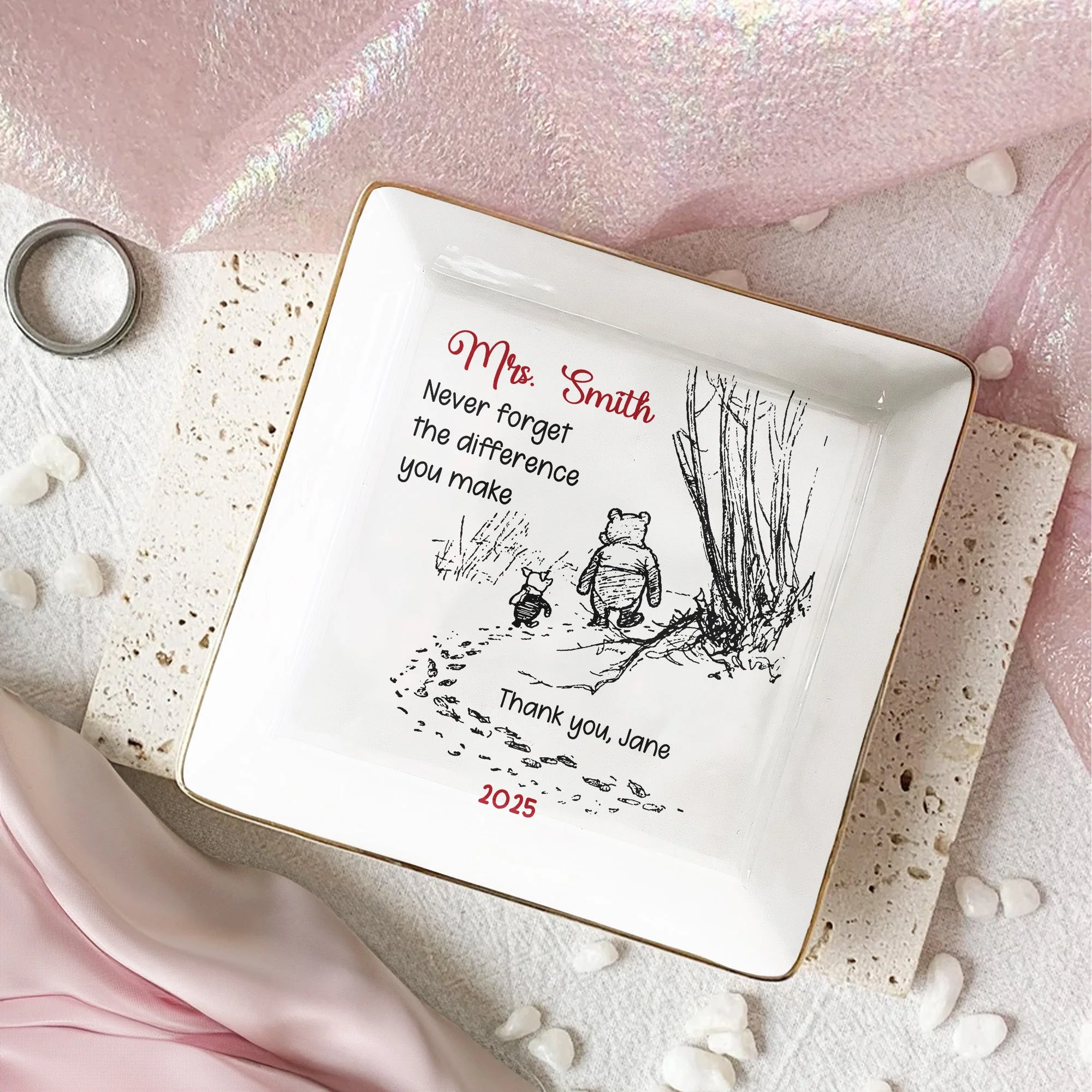Never Forget The Difference You Make - Personalized Jewelry Dish - Thank You Gifts For Teacher - Image 2