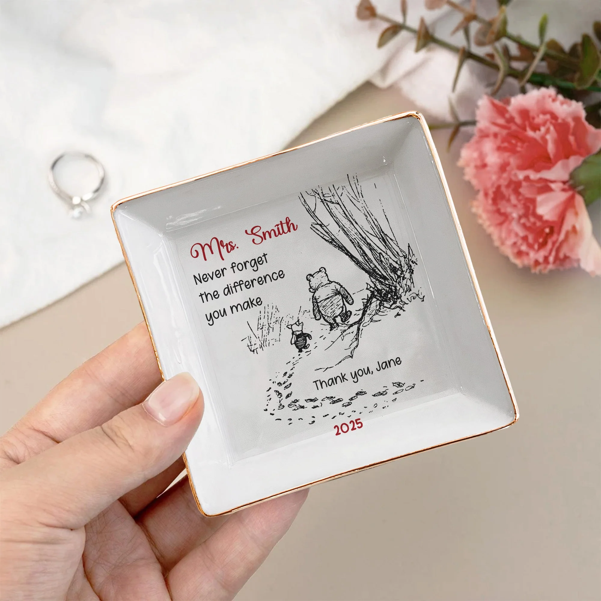 Never Forget The Difference You Make - Personalized Jewelry Dish - Thank You Gifts For Teacher - Image 3