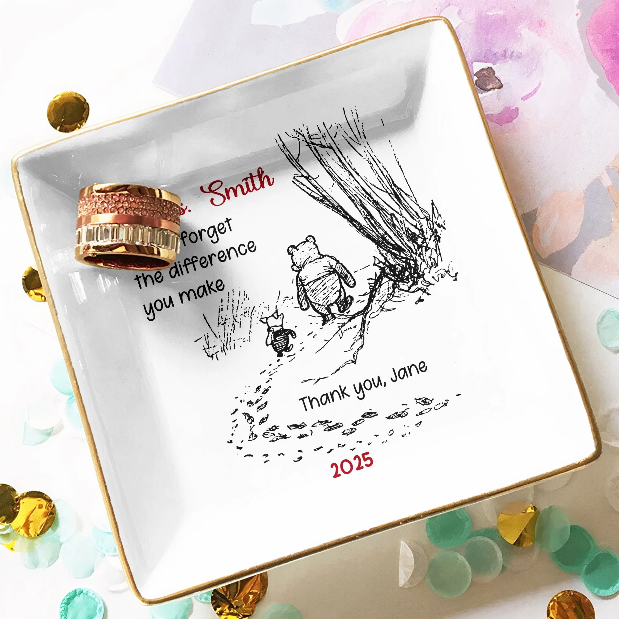 Never Forget The Difference You Make - Personalized Jewelry Dish - Thank You Gifts For Teacher - Image 4