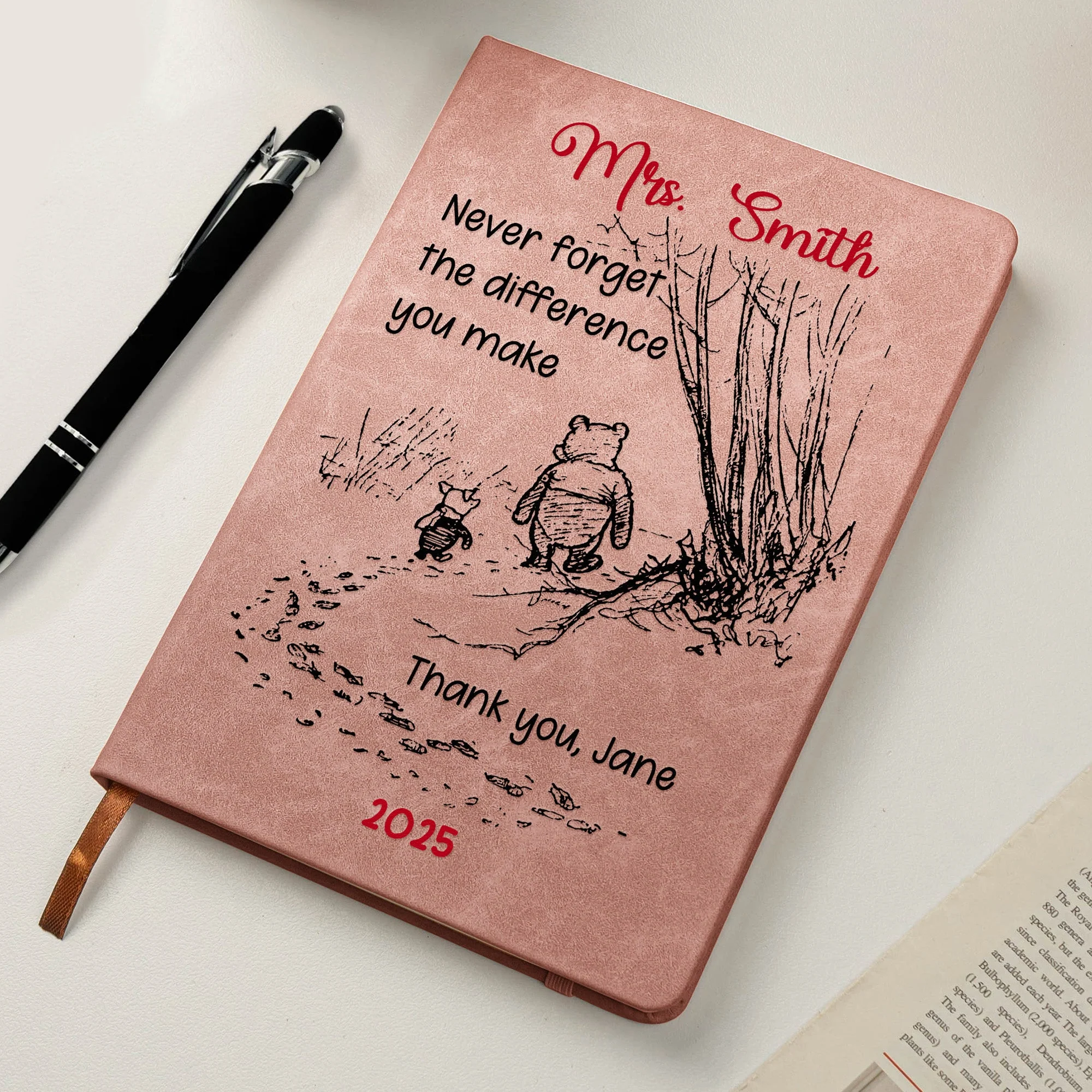 Never Forget The Difference You Make - Personalized Leather Cover Notebook - Thank You Gifts For Teacher - Image 4