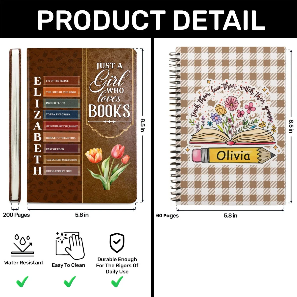 Never Forget The Difference You Make - Personalized Leather Cover Notebook - Thank You Gifts For Teacher - Image 5