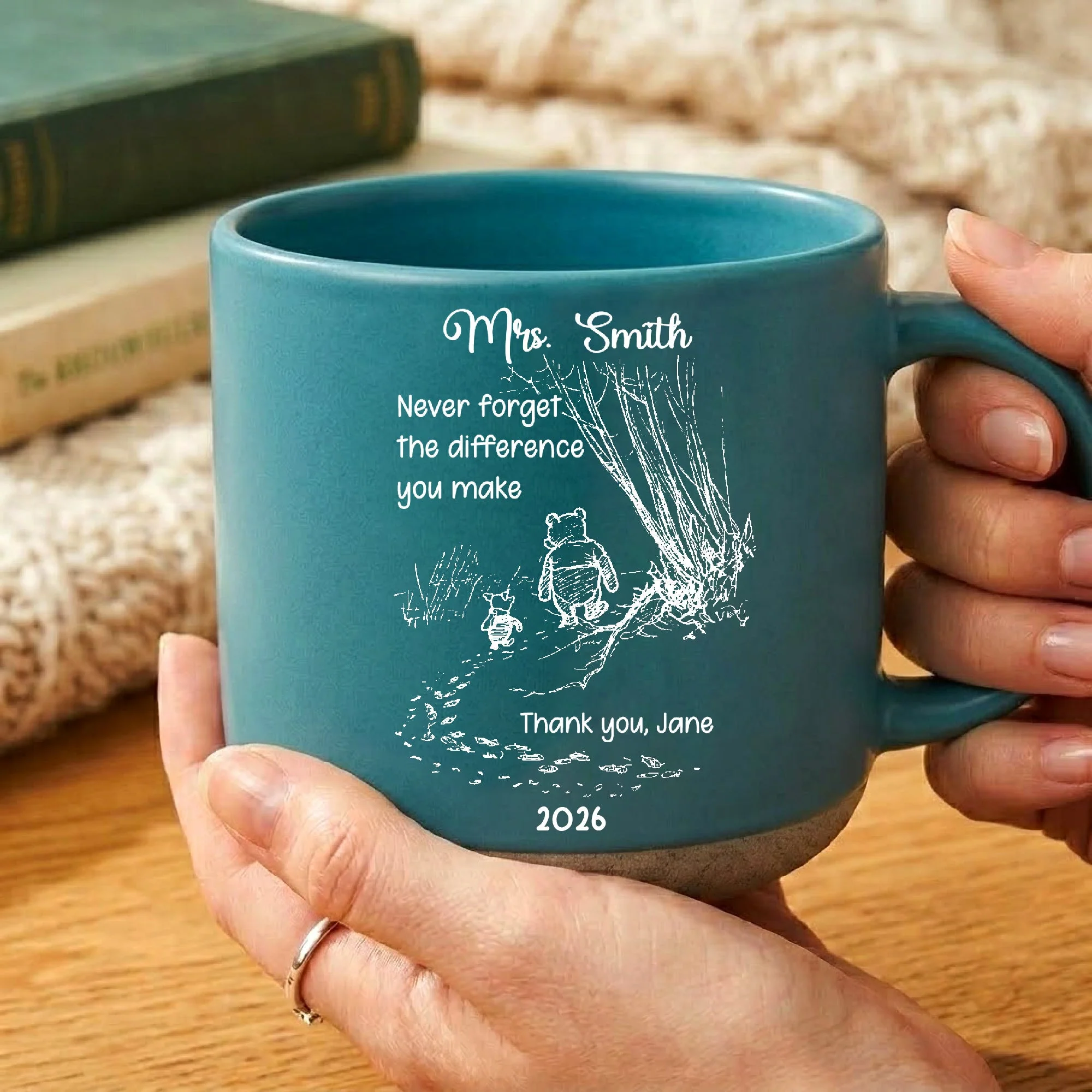 Never Forget The Difference You Make -  Personalized Pottery Mug - Thank You Gifts For Teacher - Image 2