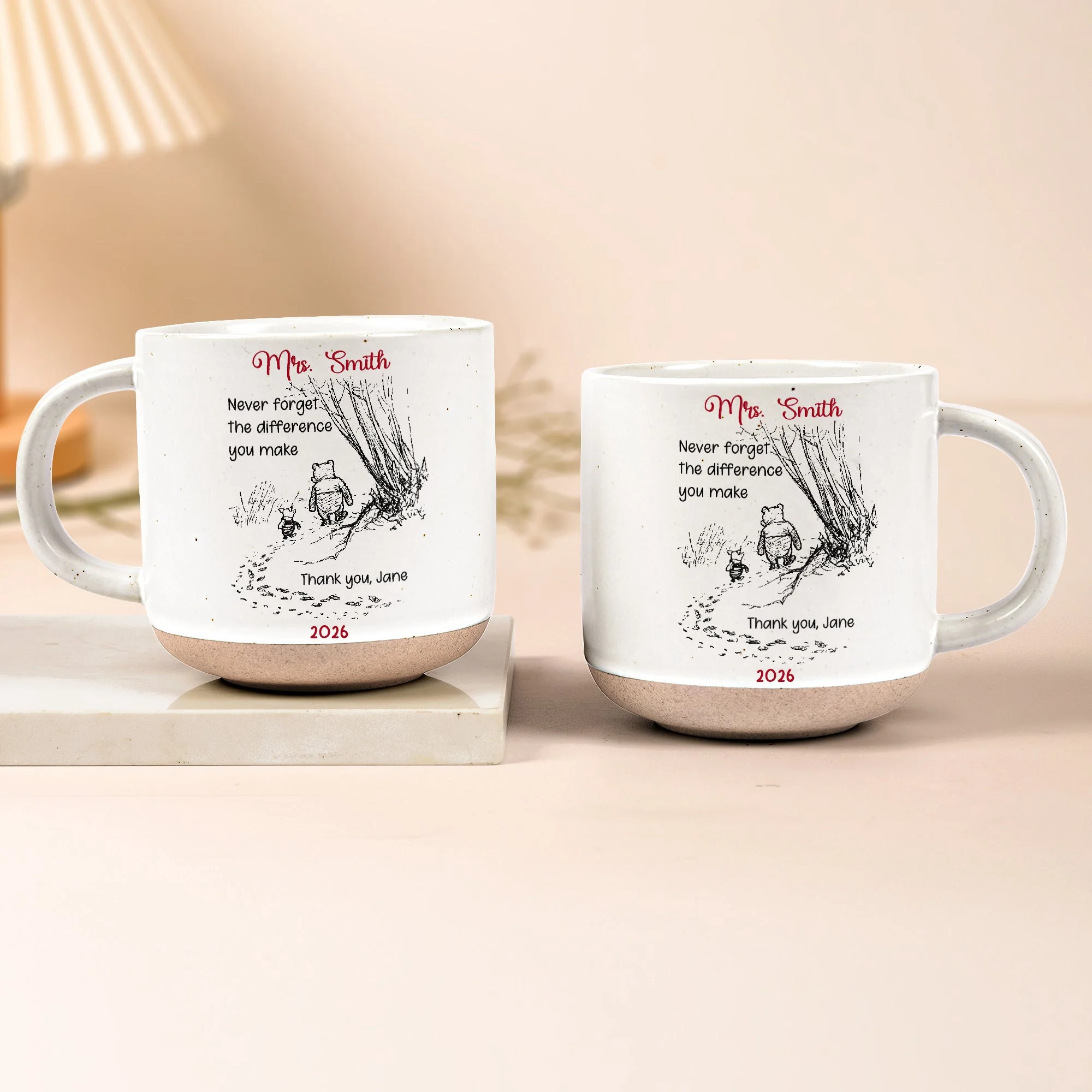 Never Forget The Difference You Make -  Personalized Pottery Mug - Thank You Gifts For Teacher - Image 3