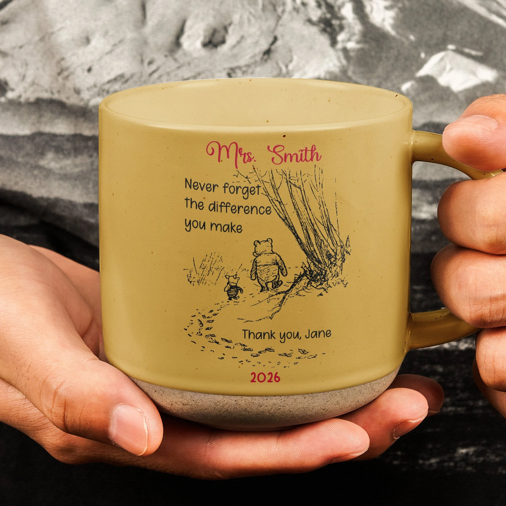 Never Forget The Difference You Make -  Personalized Pottery Mug - Thank You Gifts For Teacher - Image 4