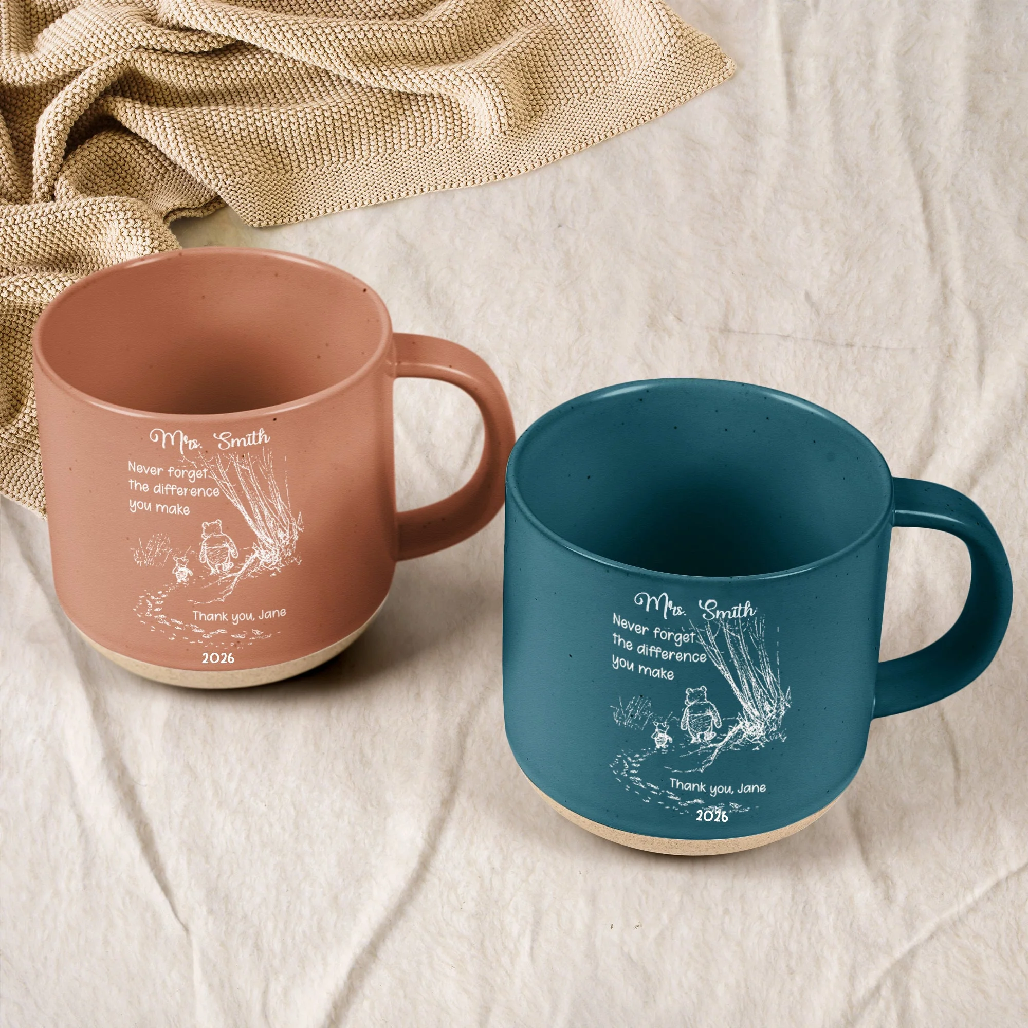Never Forget The Difference You Make -  Personalized Pottery Mug - Thank You Gifts For Teacher - Image 5