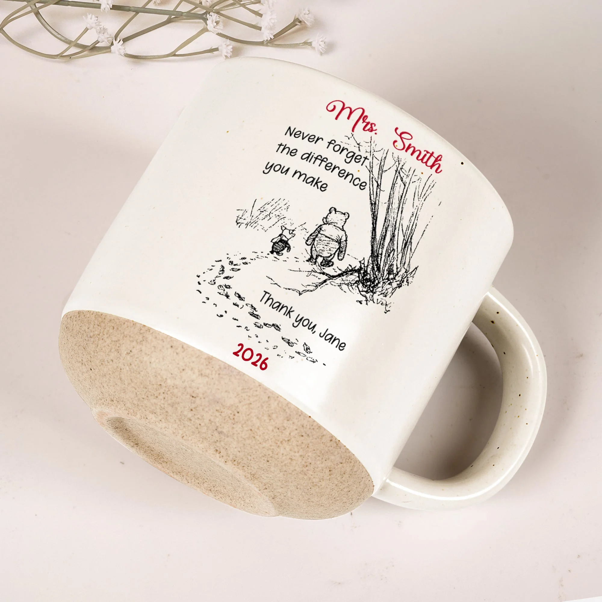 Never Forget The Difference You Make -  Personalized Pottery Mug - Thank You Gifts For Teacher - Image 6