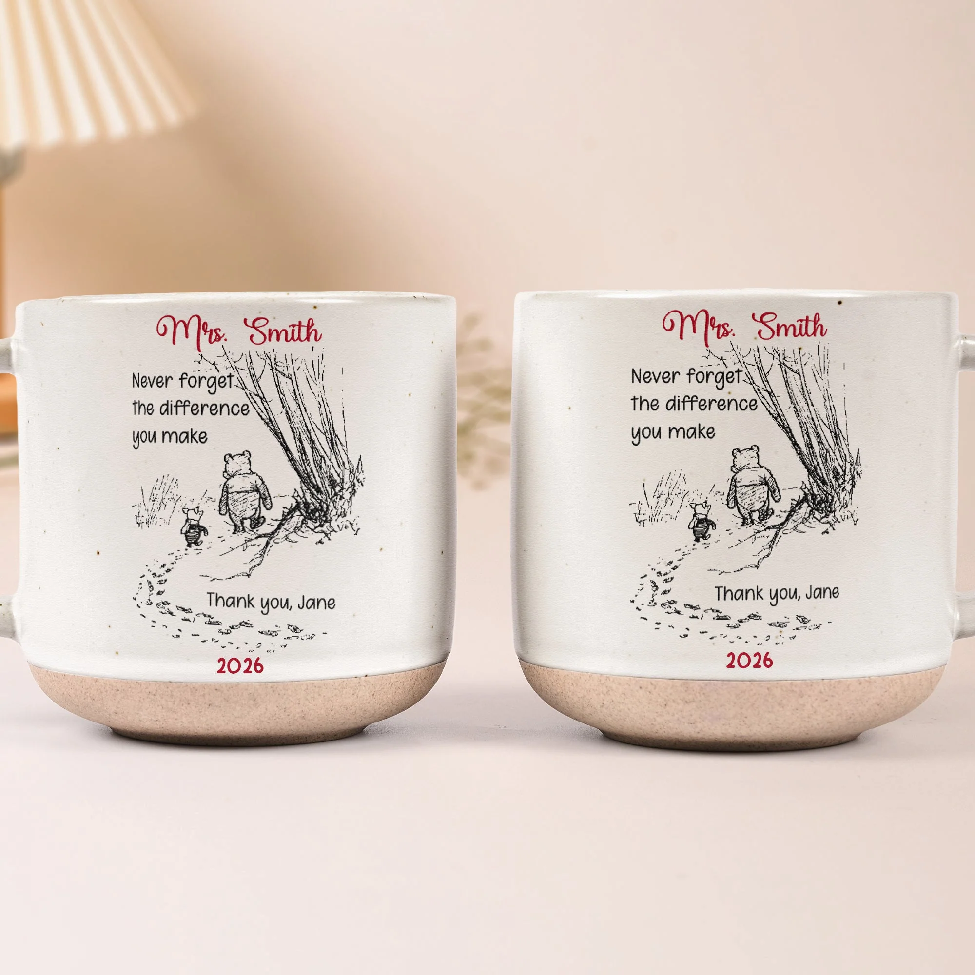 Never Forget The Difference You Make -  Personalized Pottery Mug - Thank You Gifts For Teacher - Image 7