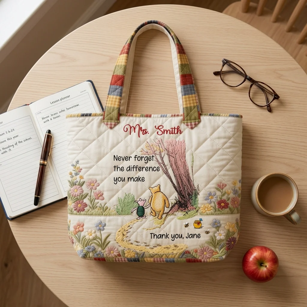 Never Forget The Difference You Make - Personalized Quilted Tote Bag - Thank You Gifts For Teacher - DSNY - Image 5