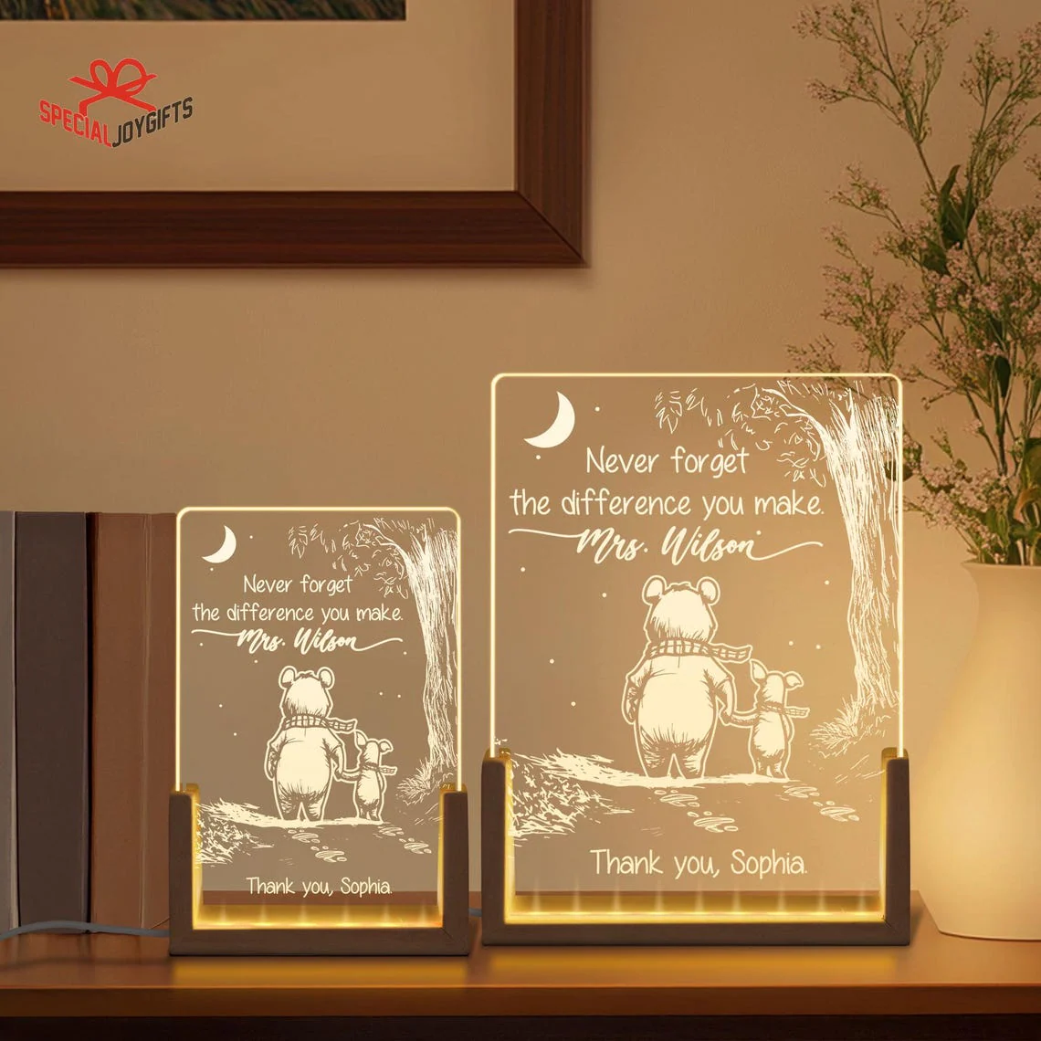 Never Forget The Difference You Make Thank You Teacher - Personalized 3D Led Light - Gift For Teacher - Image 2